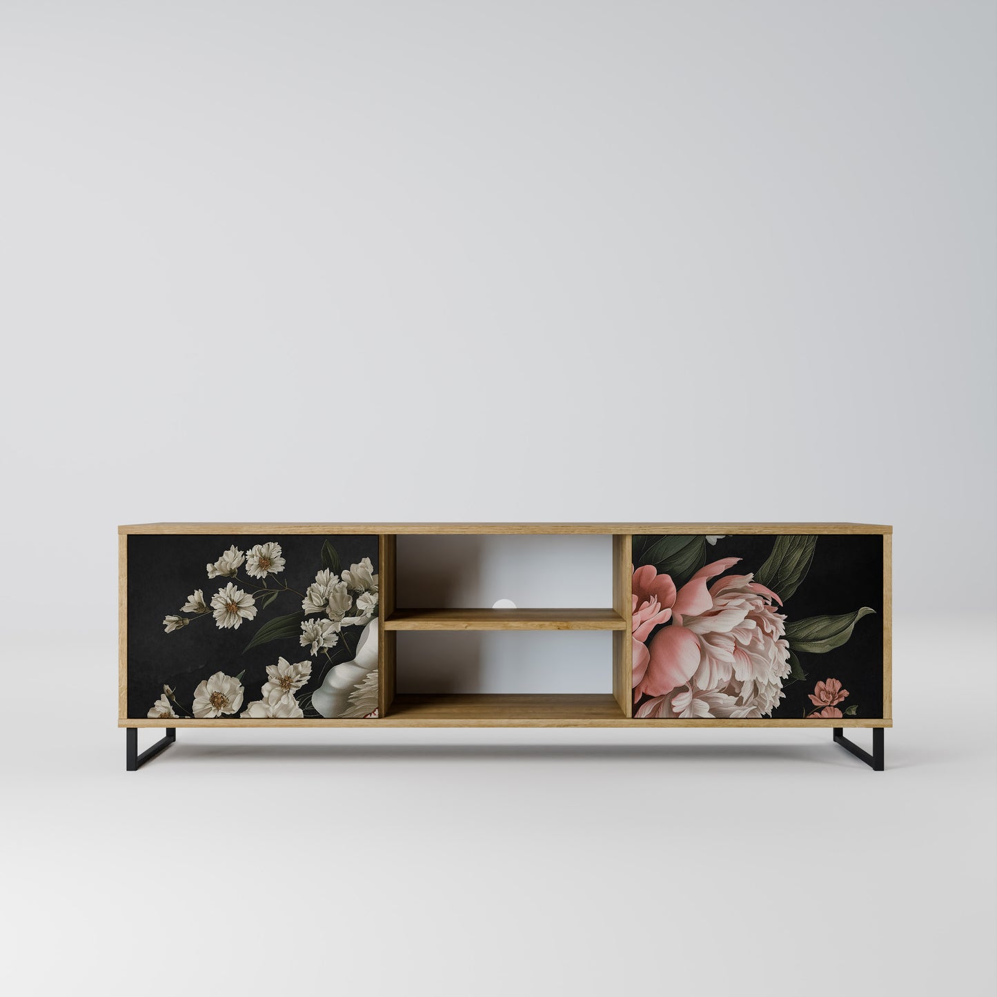 LUSH ELEGANCE 2-Door TV Stand in Oak Effect