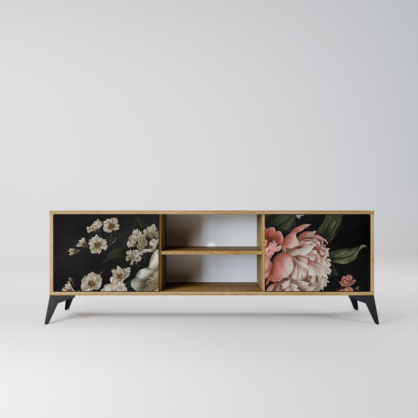 LUSH ELEGANCE 2-Door TV Stand in Oak Effect