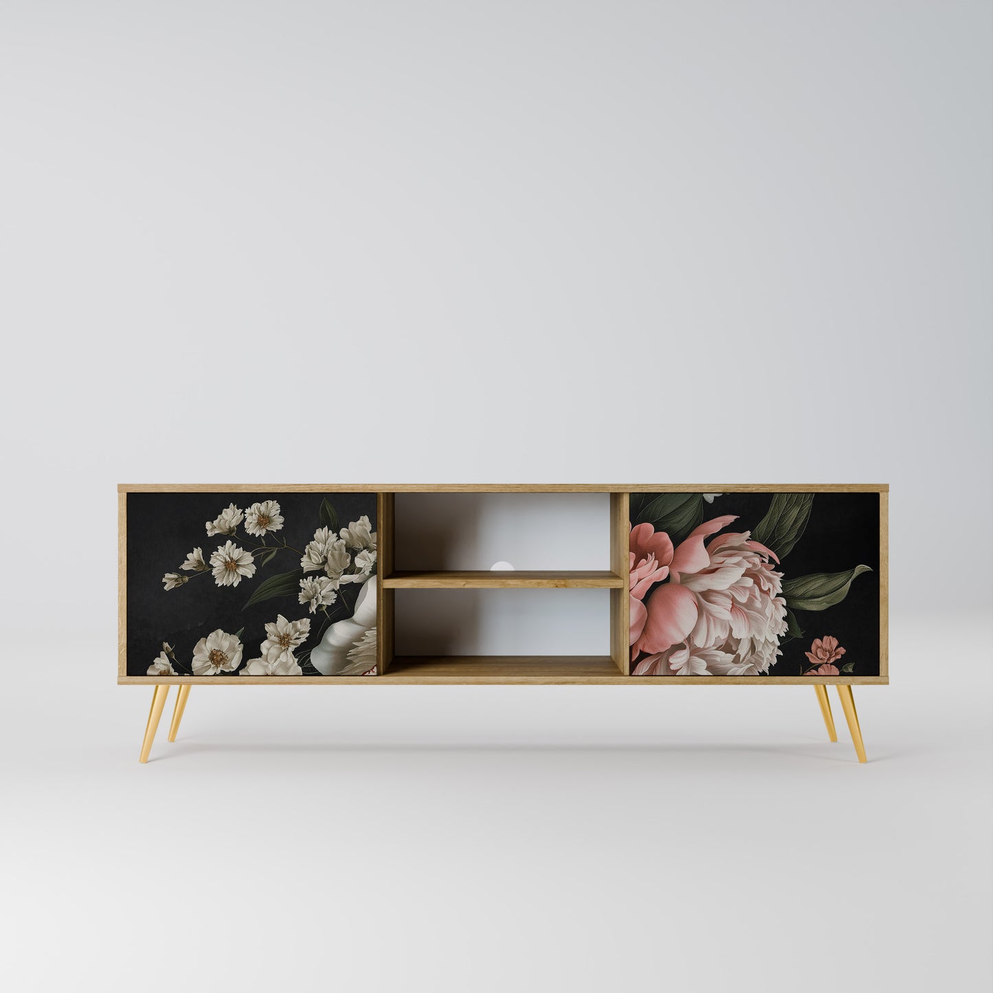 LUSH ELEGANCE 2-Door TV Stand in Oak Effect