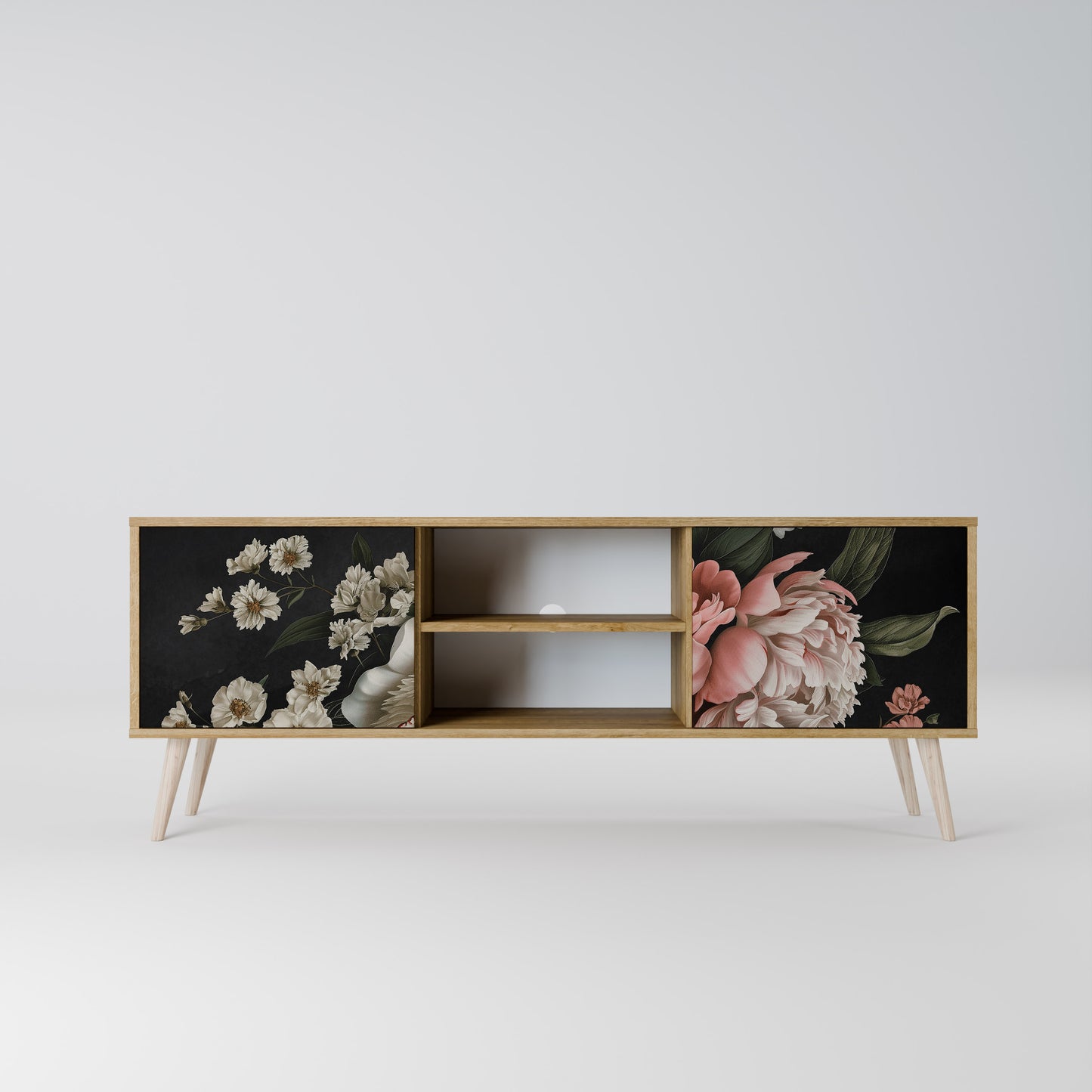 LUSH ELEGANCE 2-Door TV Stand in Oak Effect