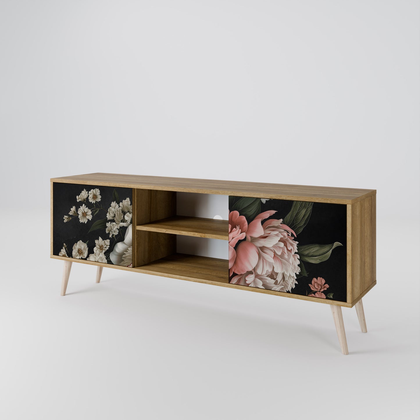 LUSH ELEGANCE 2-Door TV Stand in Oak Effect