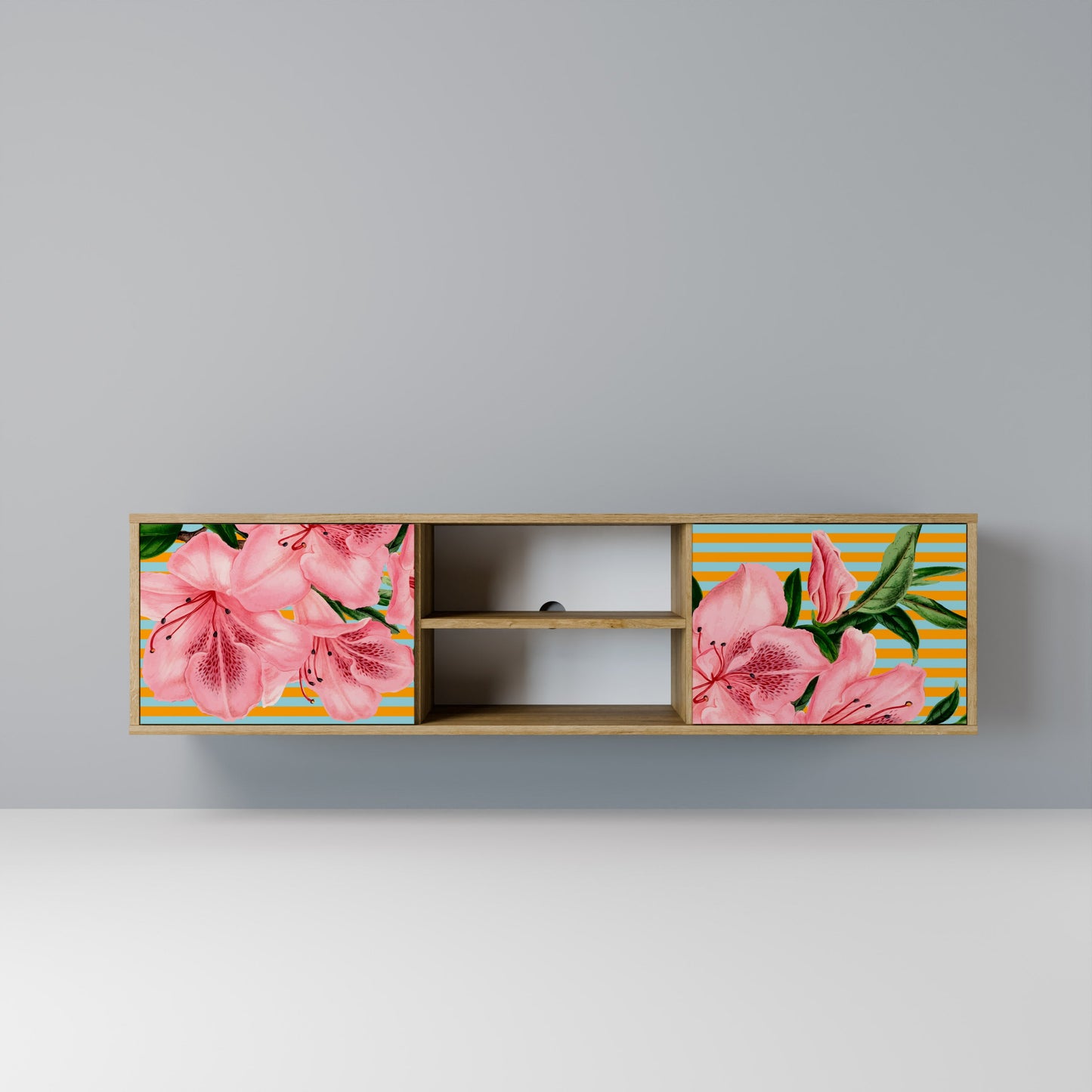 FRAGILE BEAUTY 2-Door TV Stand in Oak Effect