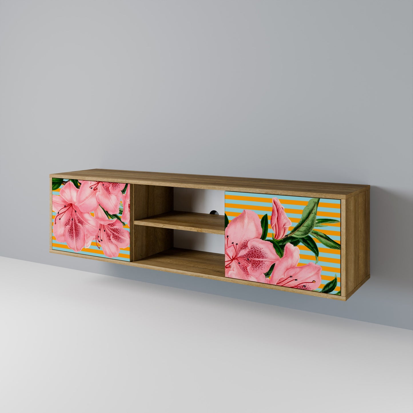 FRAGILE BEAUTY 2-Door TV Stand in Oak Effect