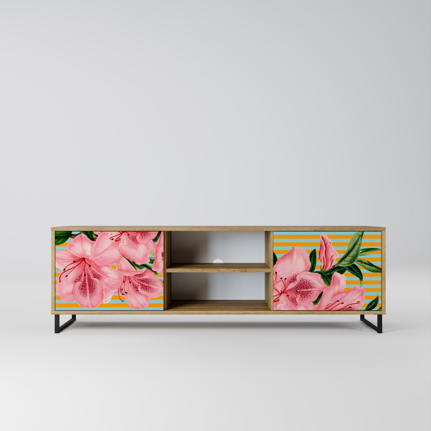 FRAGILE BEAUTY 2-Door TV Stand in Oak Effect