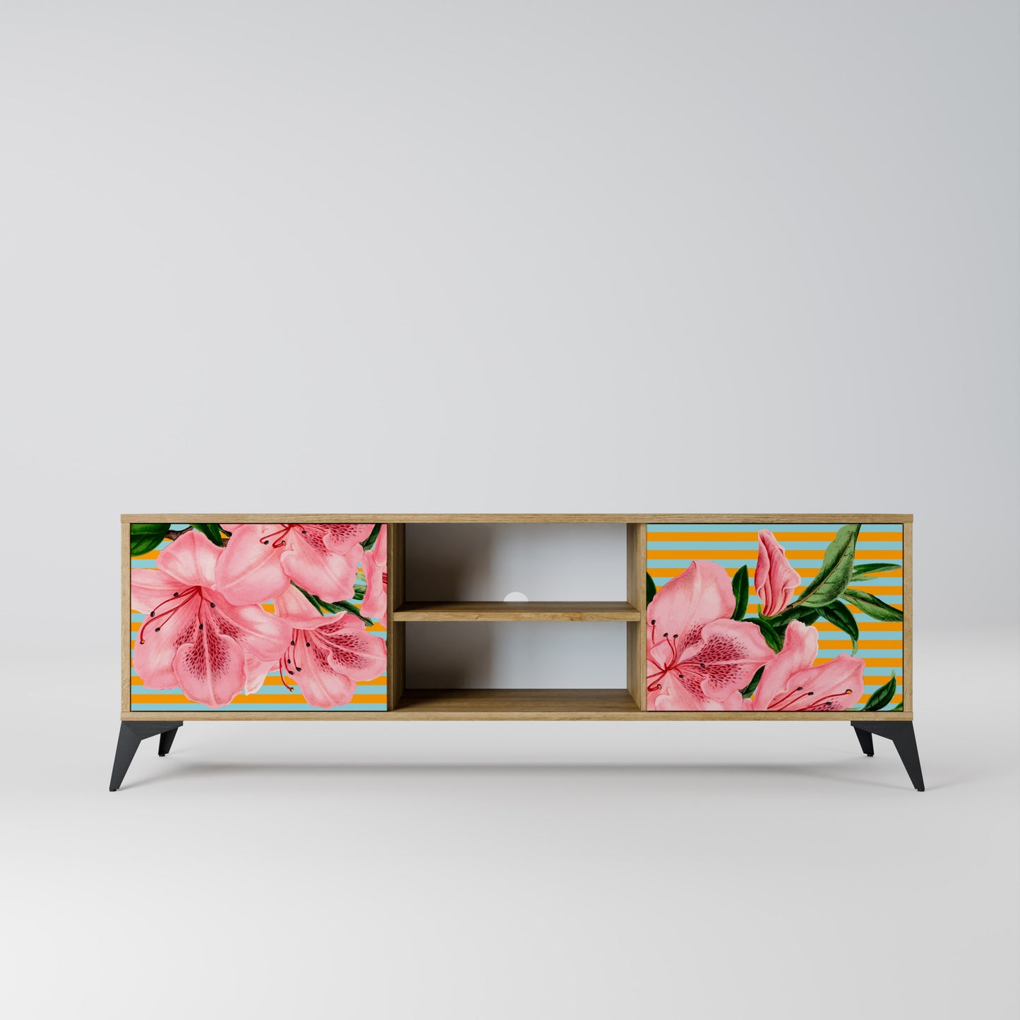 FRAGILE BEAUTY 2-Door TV Stand in Oak Effect