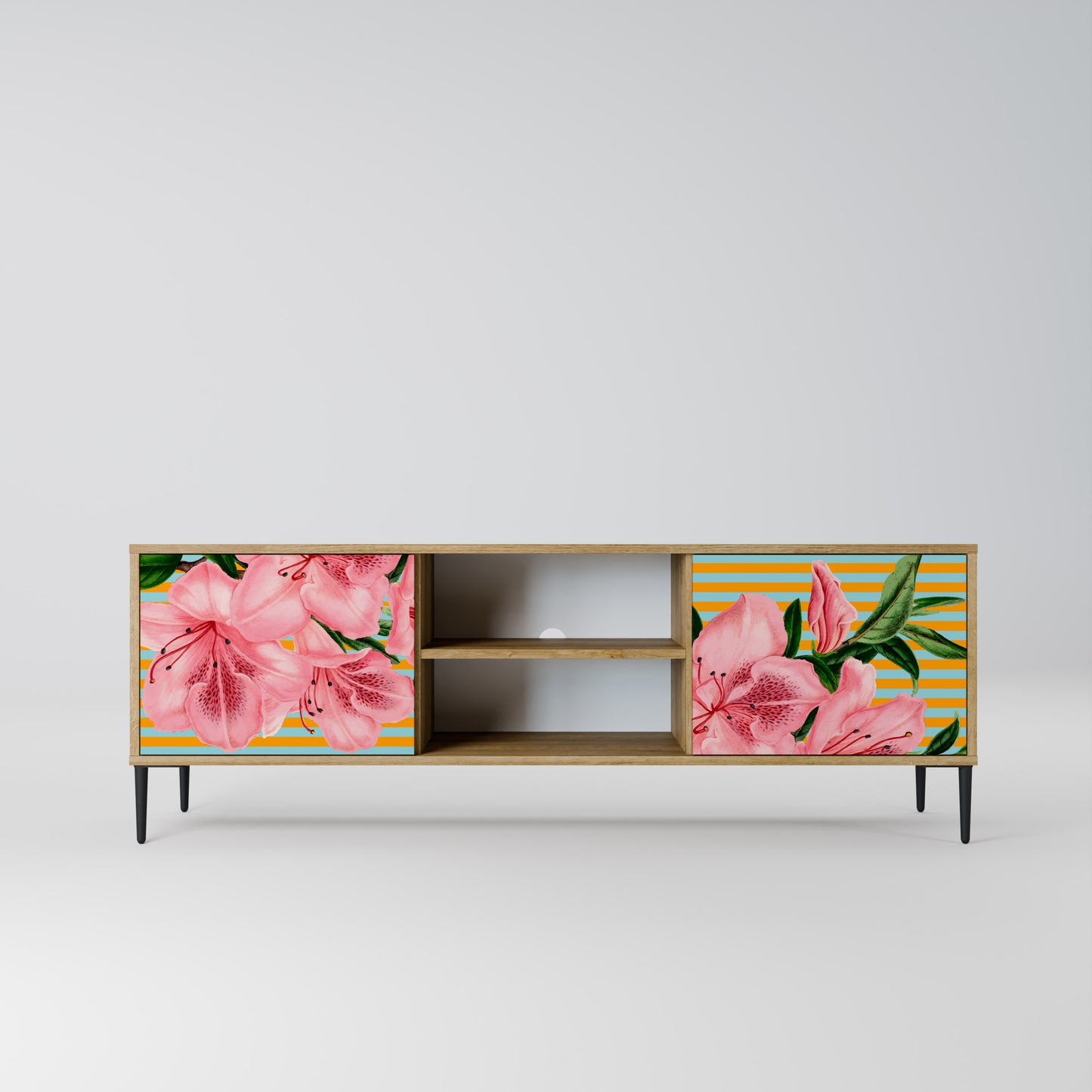 FRAGILE BEAUTY 2-Door TV Stand in Oak Effect