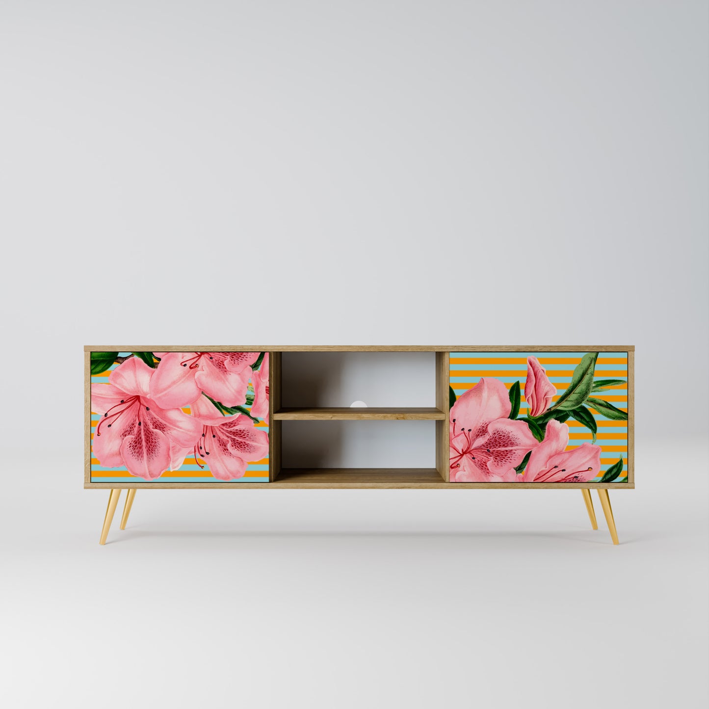 FRAGILE BEAUTY 2-Door TV Stand in Oak Effect