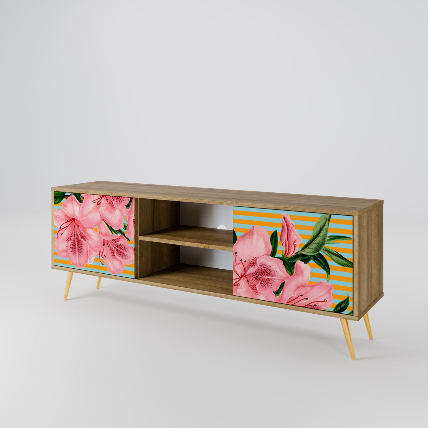 FRAGILE BEAUTY 2-Door TV Stand in Oak Effect