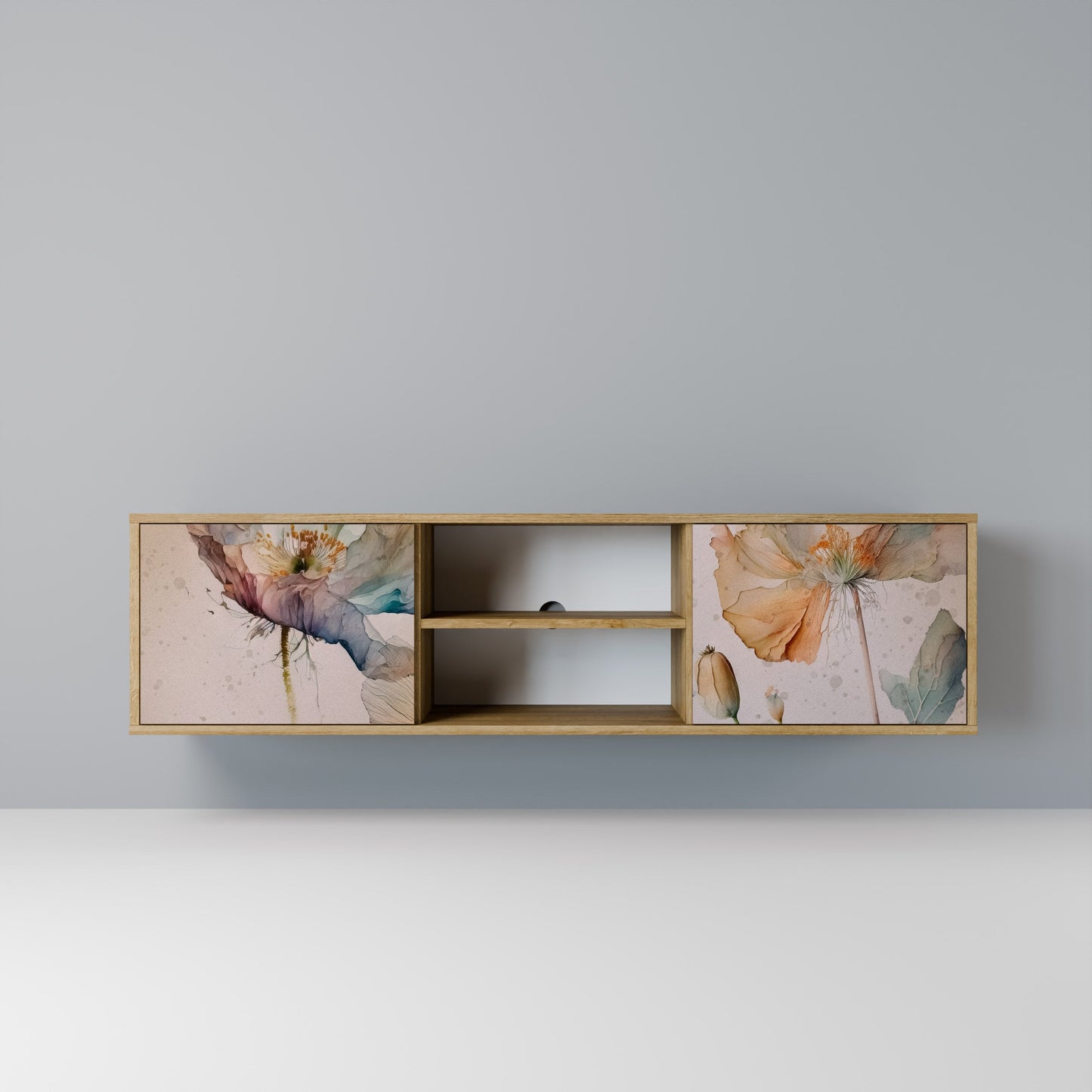 SOFTEN POPPY 2-Door TV Stand in Oak Effect