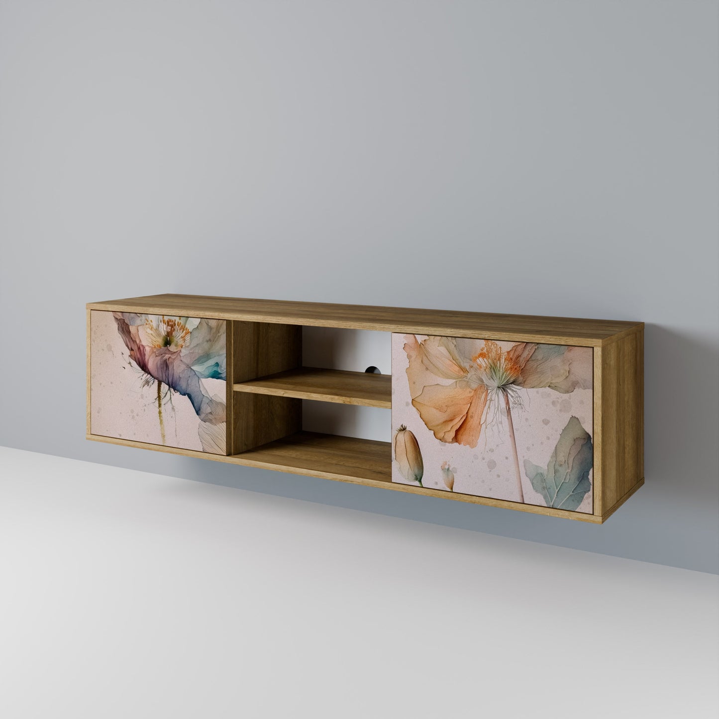 SOFTEN POPPY 2-Door TV Stand in Oak Effect
