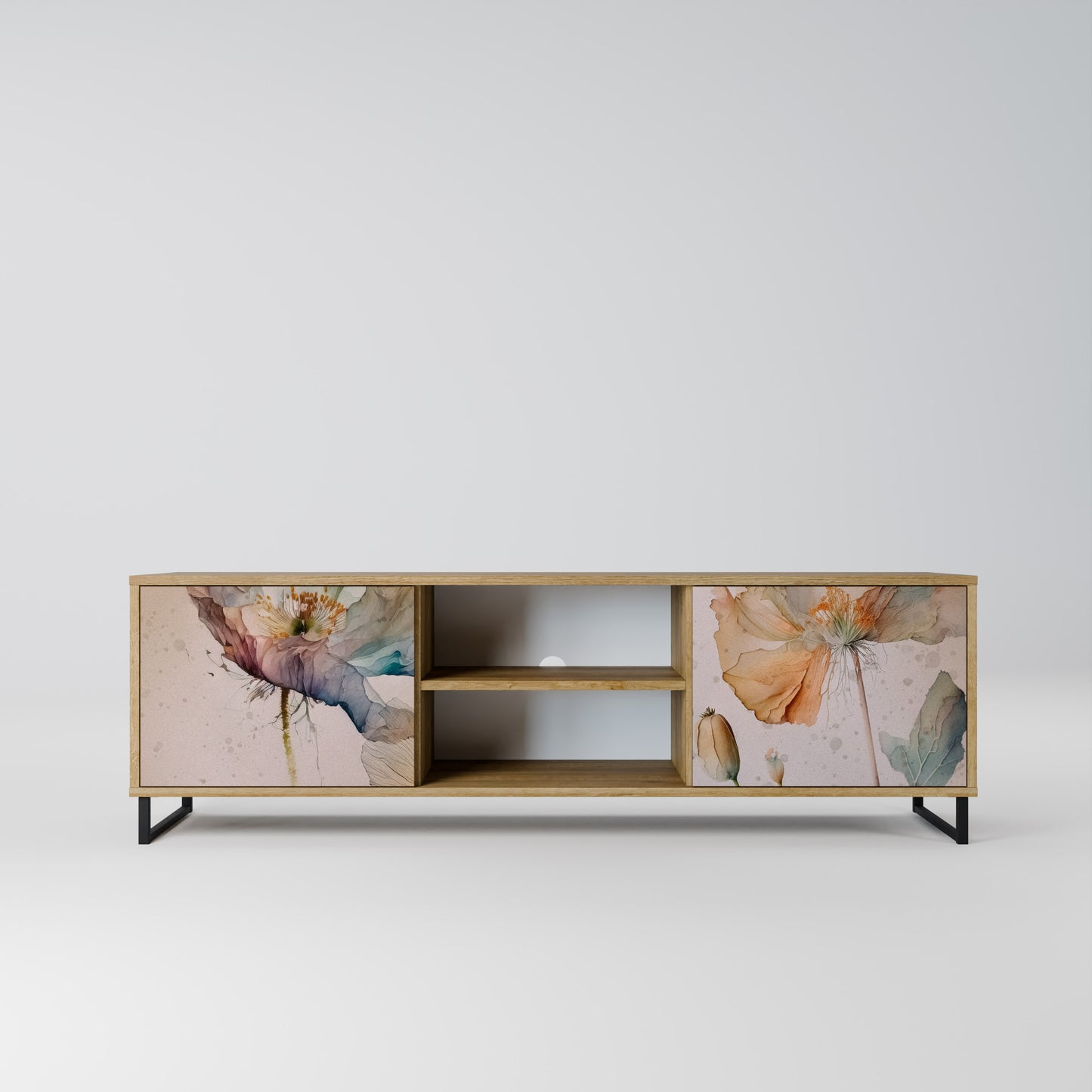 SOFTEN POPPY 2-Door TV Stand in Oak Effect