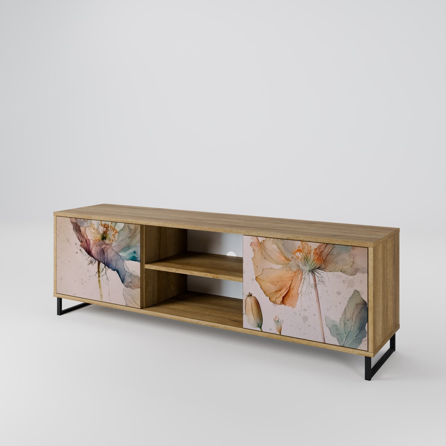 SOFTEN POPPY 2-Door TV Stand in Oak Effect