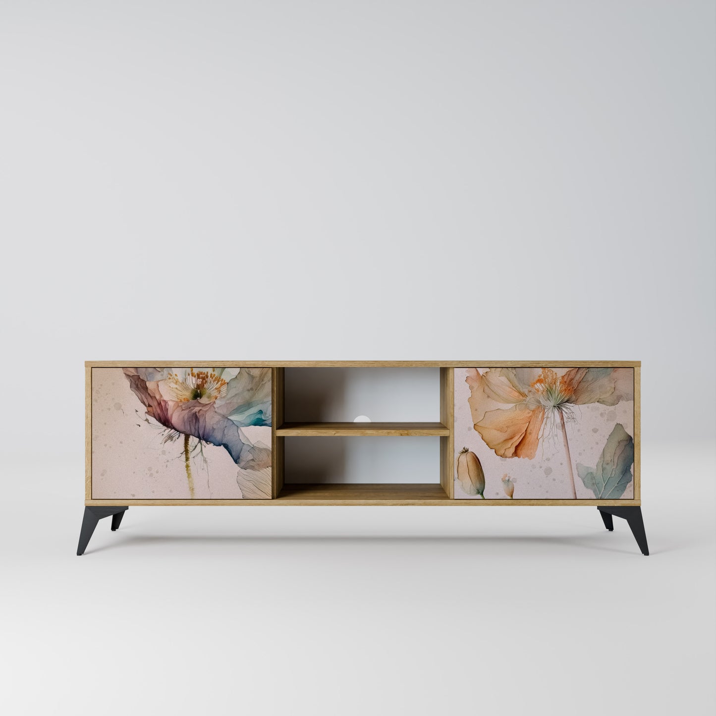 SOFTEN POPPY 2-Door TV Stand in Oak Effect