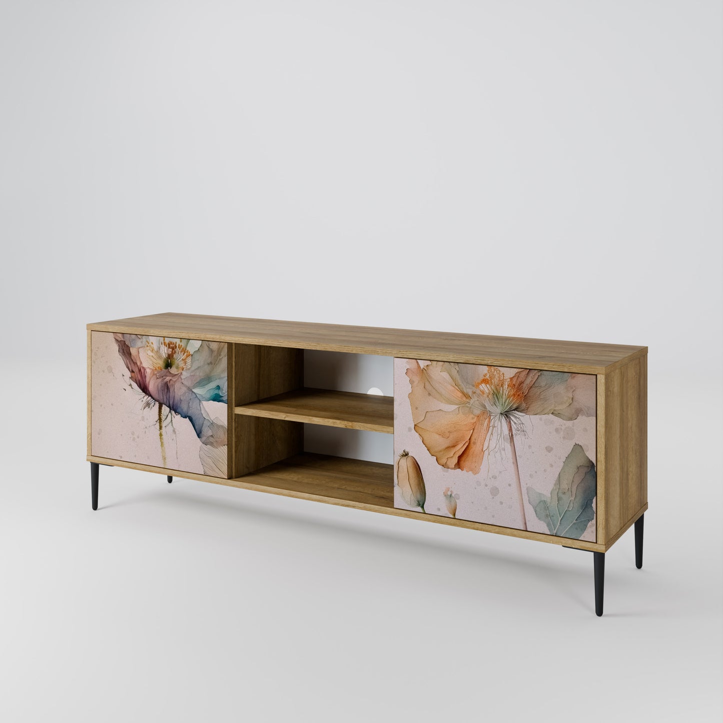 SOFTEN POPPY 2-Door TV Stand in Oak Effect