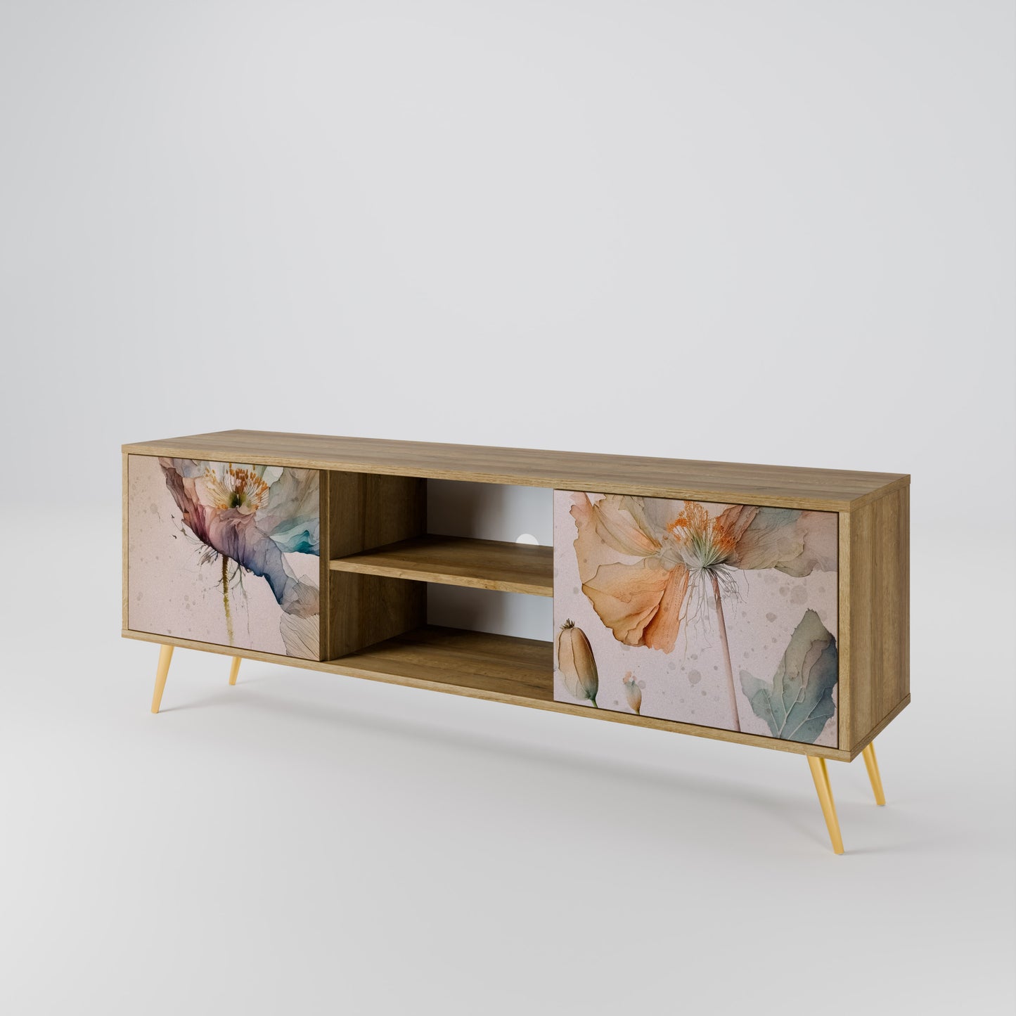SOFTEN POPPY 2-Door TV Stand in Oak Effect