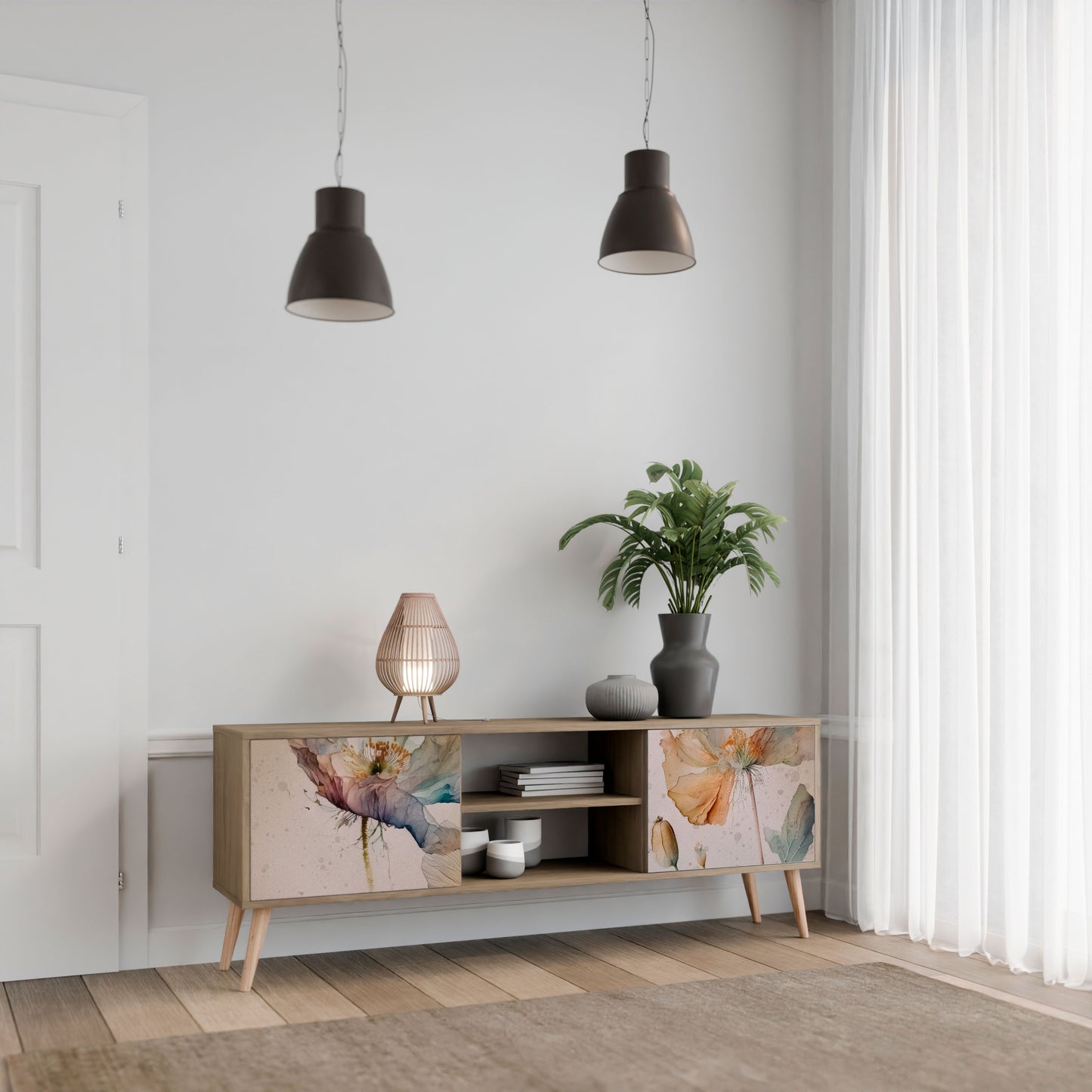 SOFTEN POPPY 2-Door TV Stand in Oak Effect