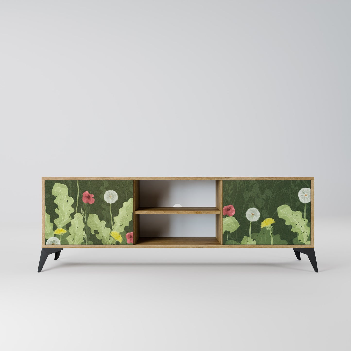 DANDELION AMUSE 2-Door TV Stand in Oak Effect