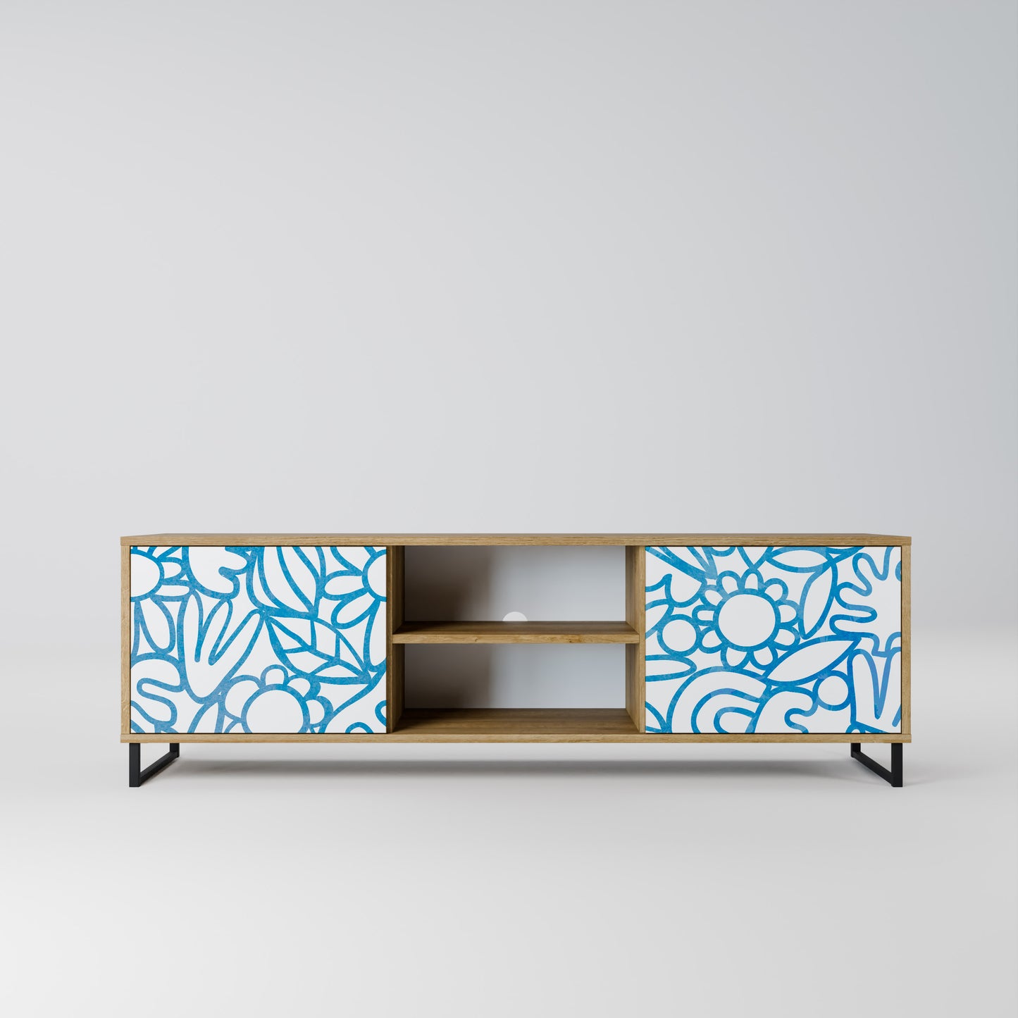 BLOOMY MORNING 2-Door TV Stand in Oak Effect