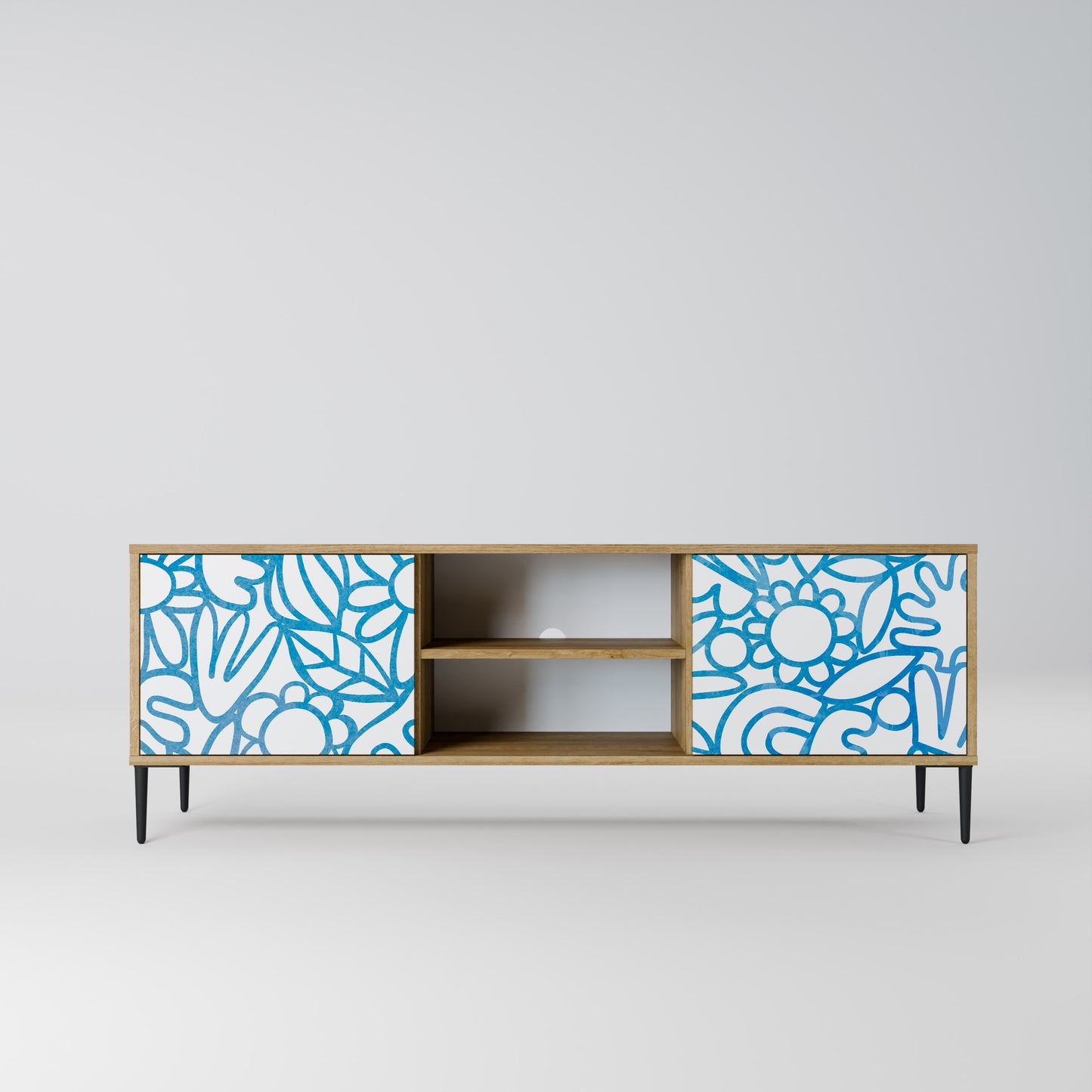 BLOOMY MORNING 2-Door TV Stand in Oak Effect
