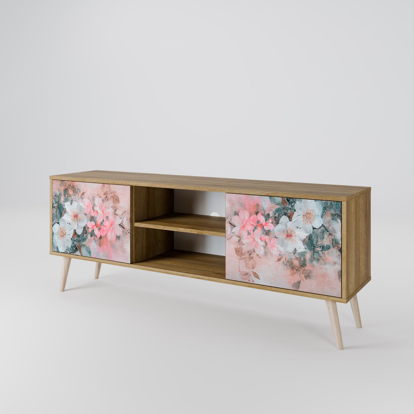CHERRY BLOSSOM 2-Door TV Stand in Oak Effect