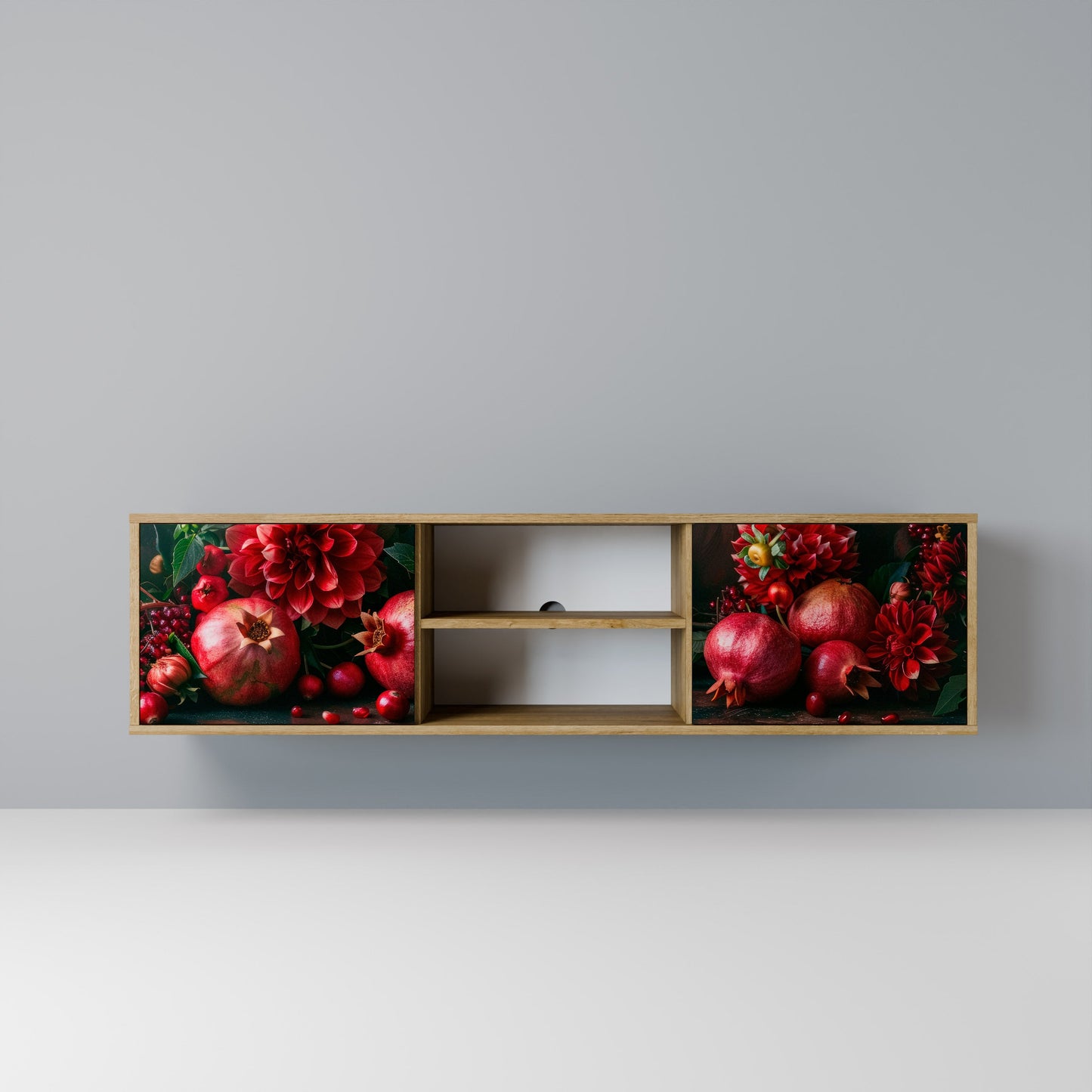 DAHLIAS AND POMEGRANATES 2-Door TV Stand in Oak Effect