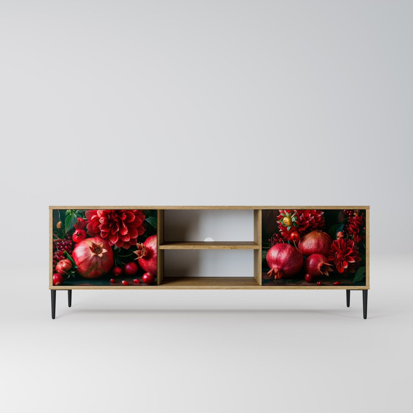 DAHLIAS AND POMEGRANATES 2-Door TV Stand in Oak Effect