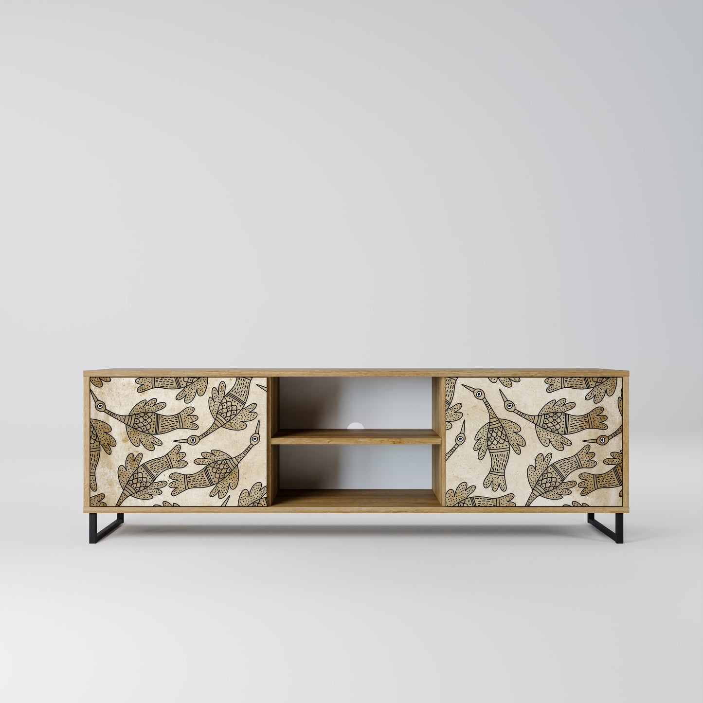 ALMONDINE SONGBIRD 2-Door TV Stand in Oak Effect