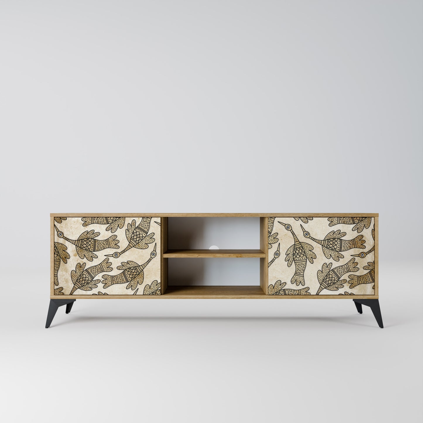 ALMONDINE SONGBIRD 2-Door TV Stand in Oak Effect