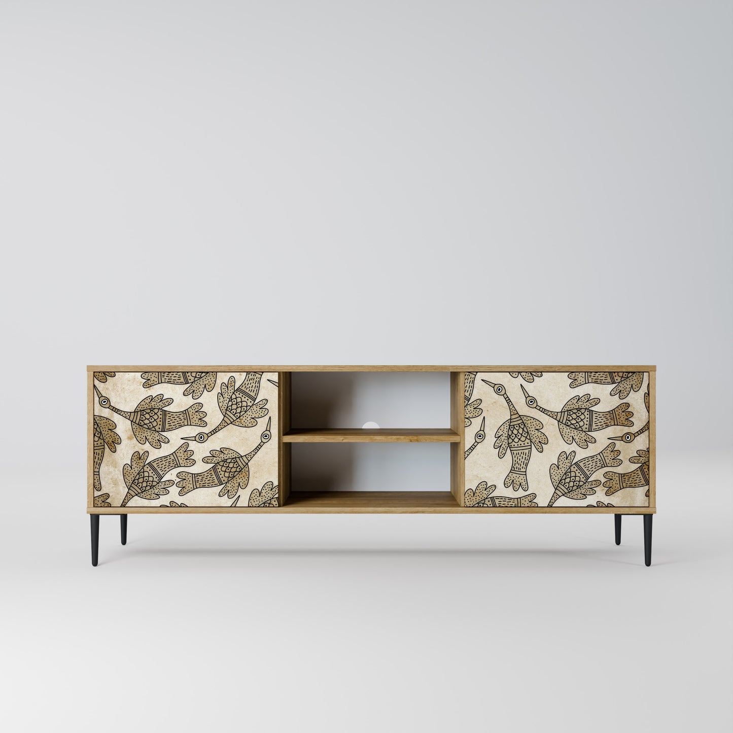 ALMONDINE SONGBIRD 2-Door TV Stand in Oak Effect