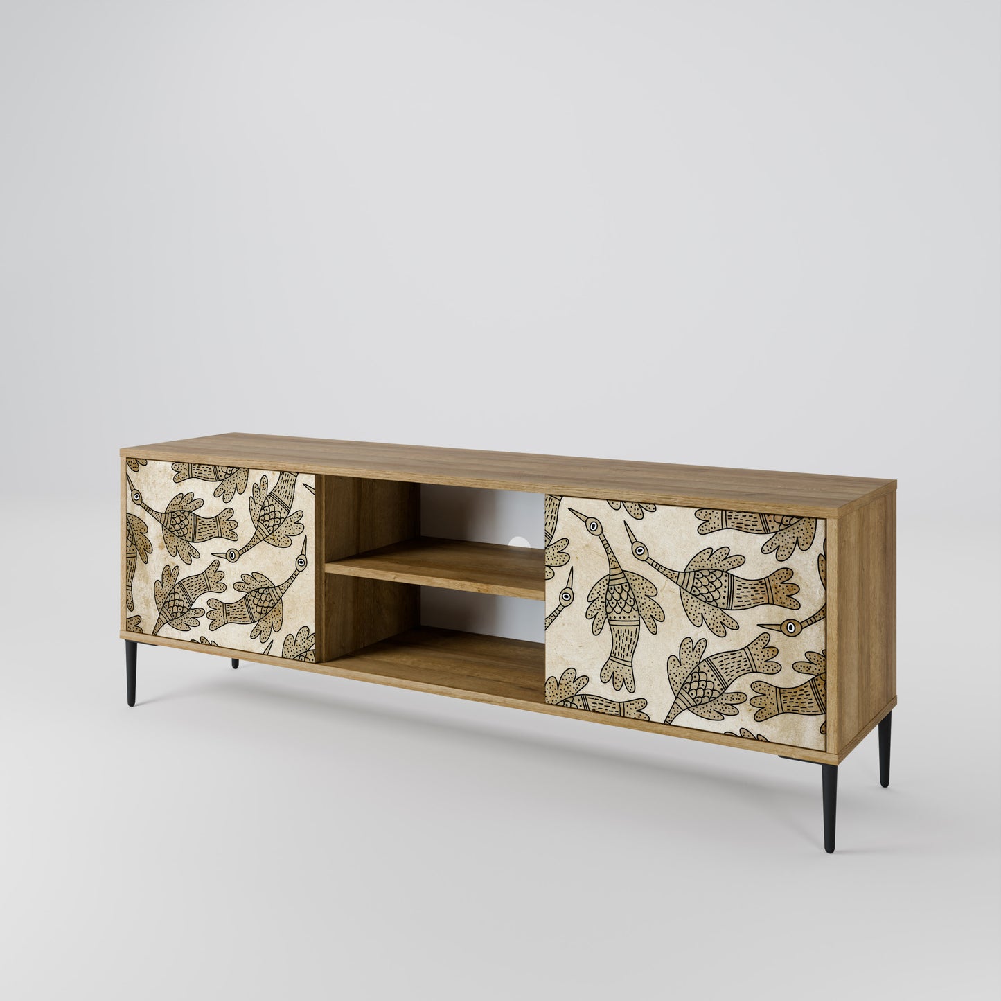 ALMONDINE SONGBIRD 2-Door TV Stand in Oak Effect