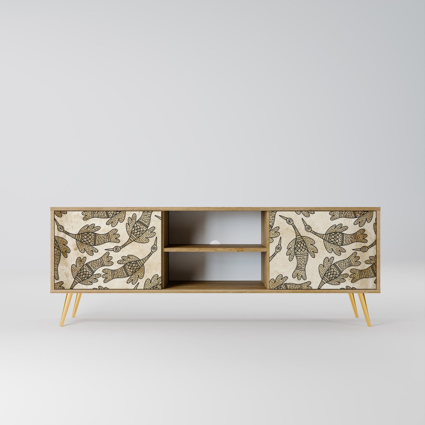 ALMONDINE SONGBIRD 2-Door TV Stand in Oak Effect