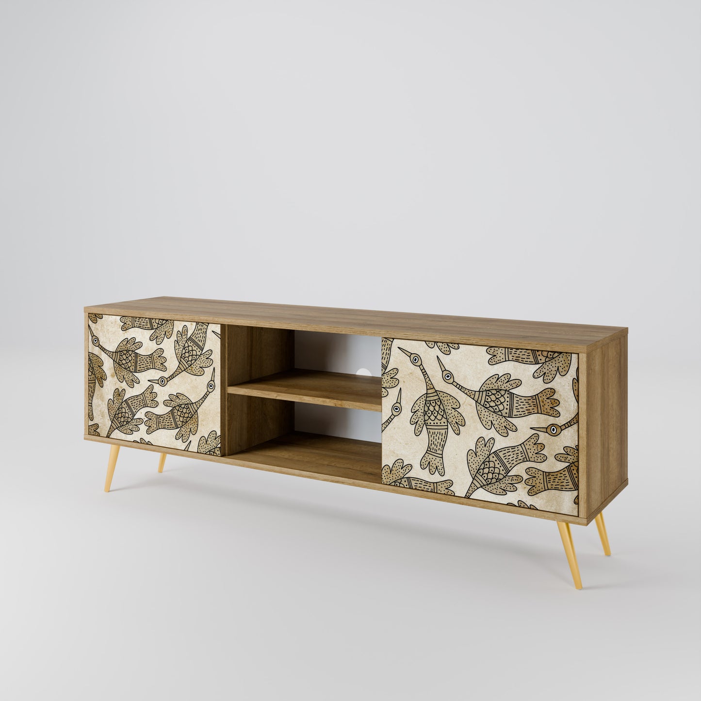 ALMONDINE SONGBIRD 2-Door TV Stand in Oak Effect