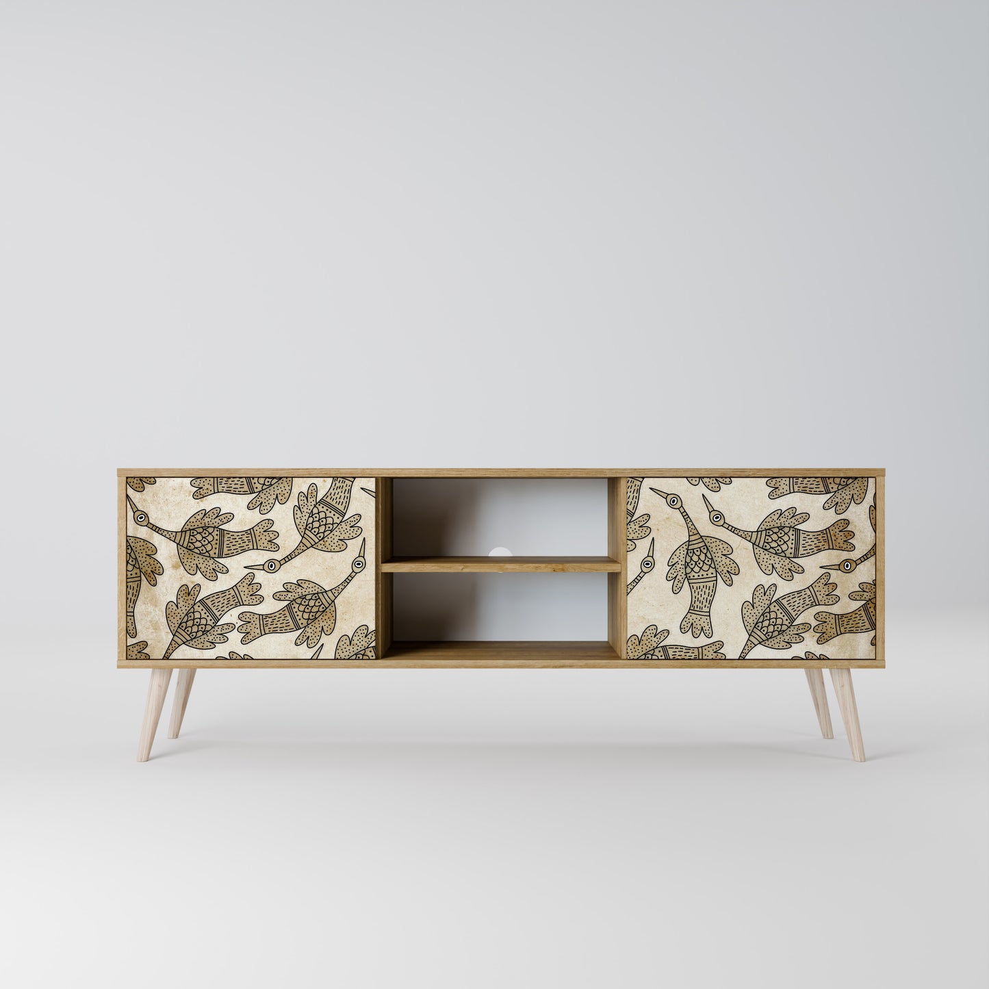 ALMONDINE SONGBIRD 2-Door TV Stand in Oak Effect