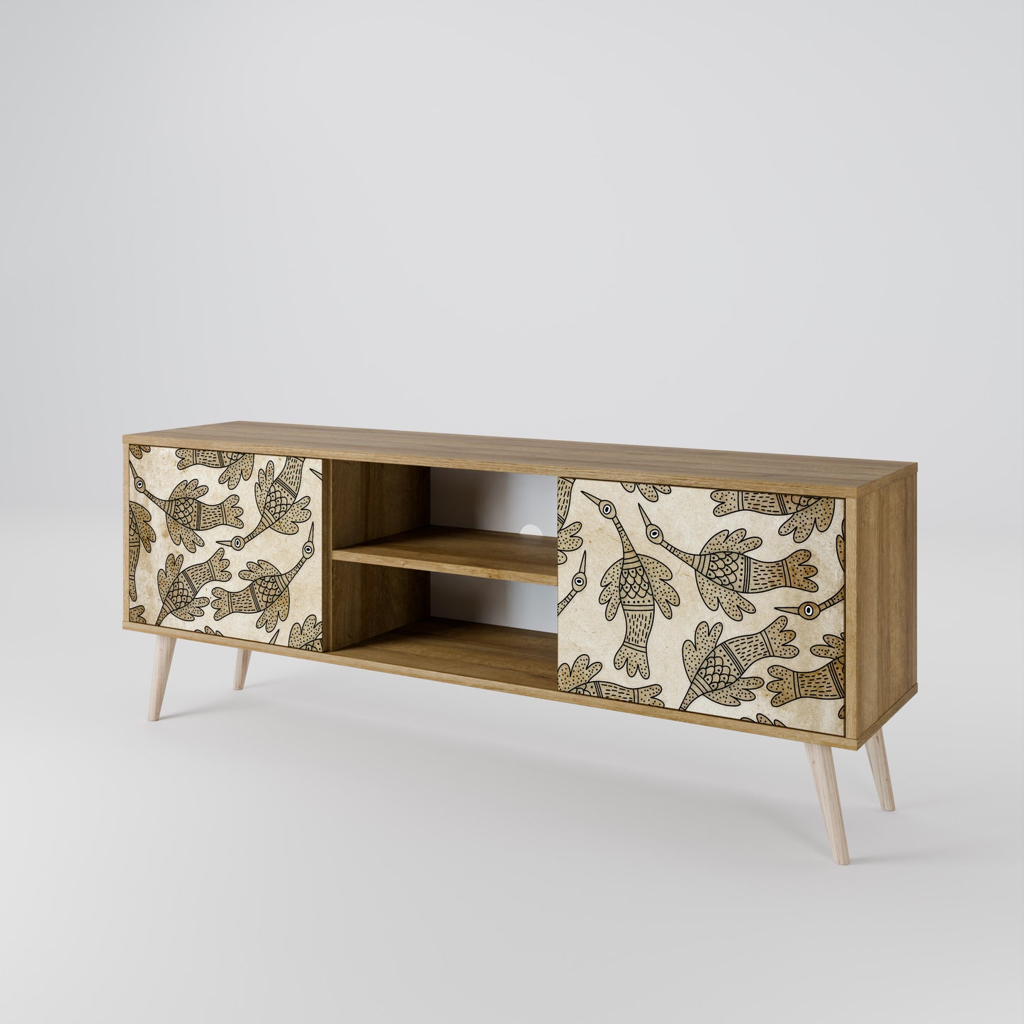 ALMONDINE SONGBIRD 2-Door TV Stand in Oak Effect