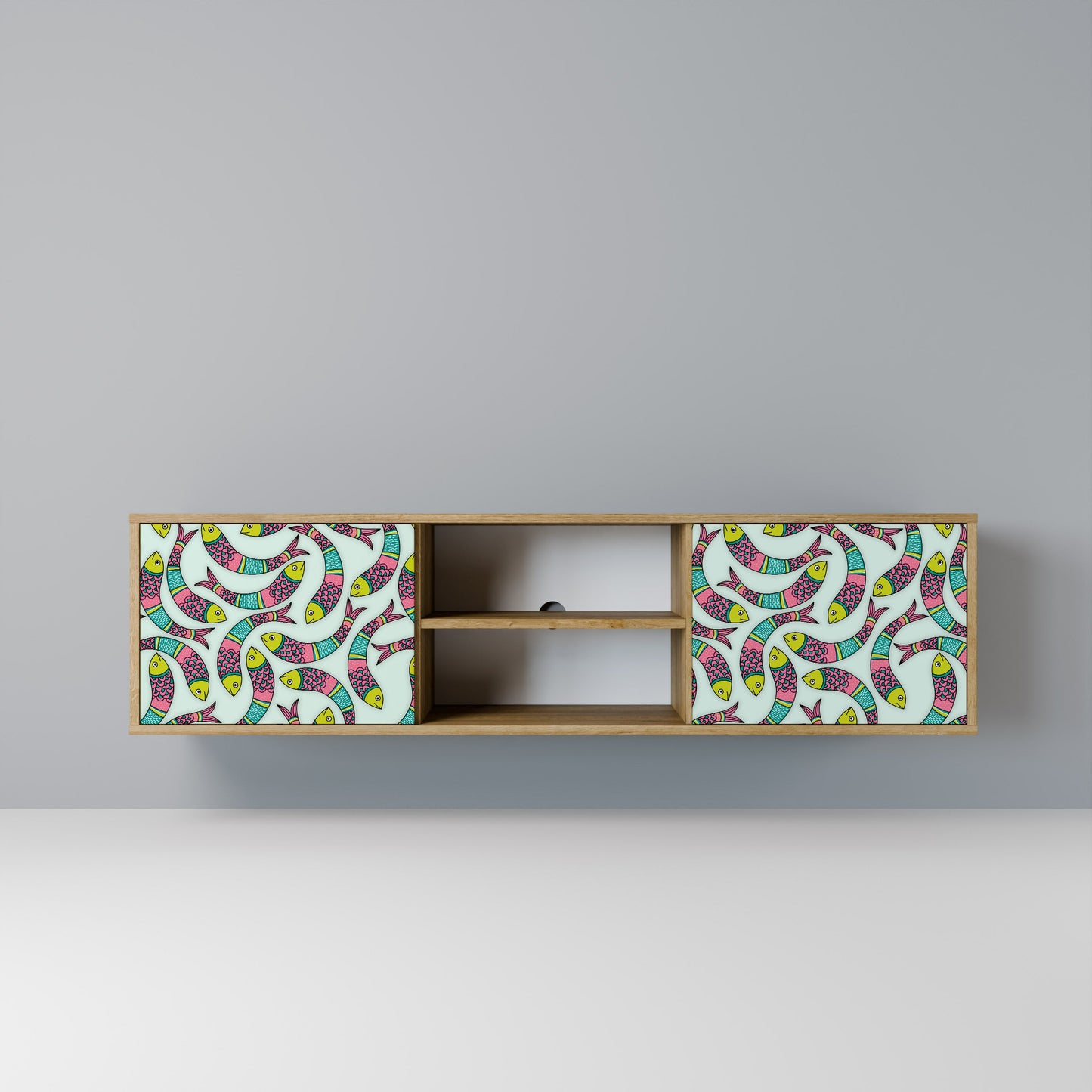 INDIAN FISH 2-Door TV Stand in Oak Effect