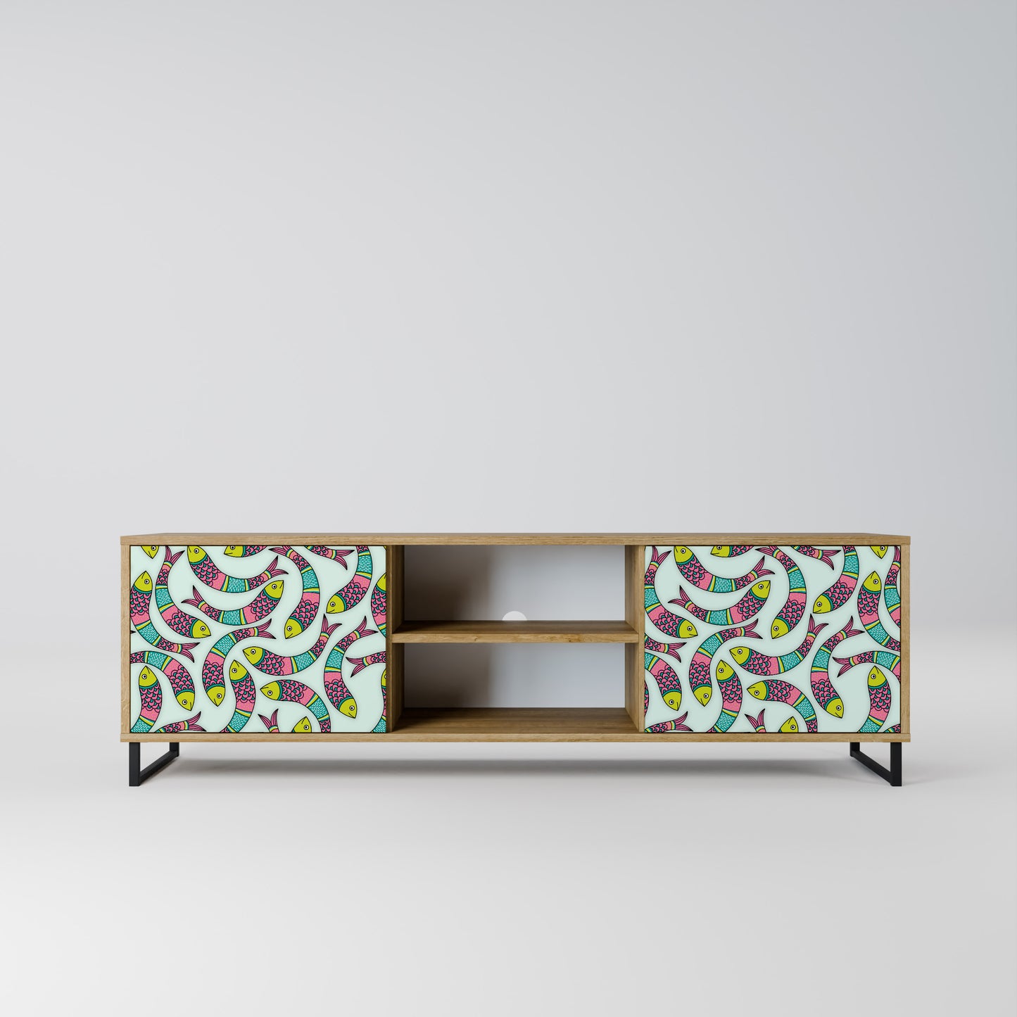 INDIAN FISH 2-Door TV Stand in Oak Effect