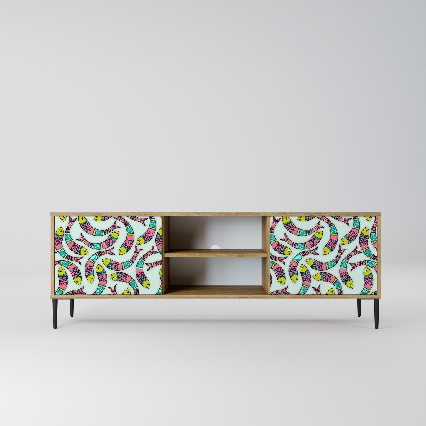 INDIAN FISH 2-Door TV Stand in Oak Effect