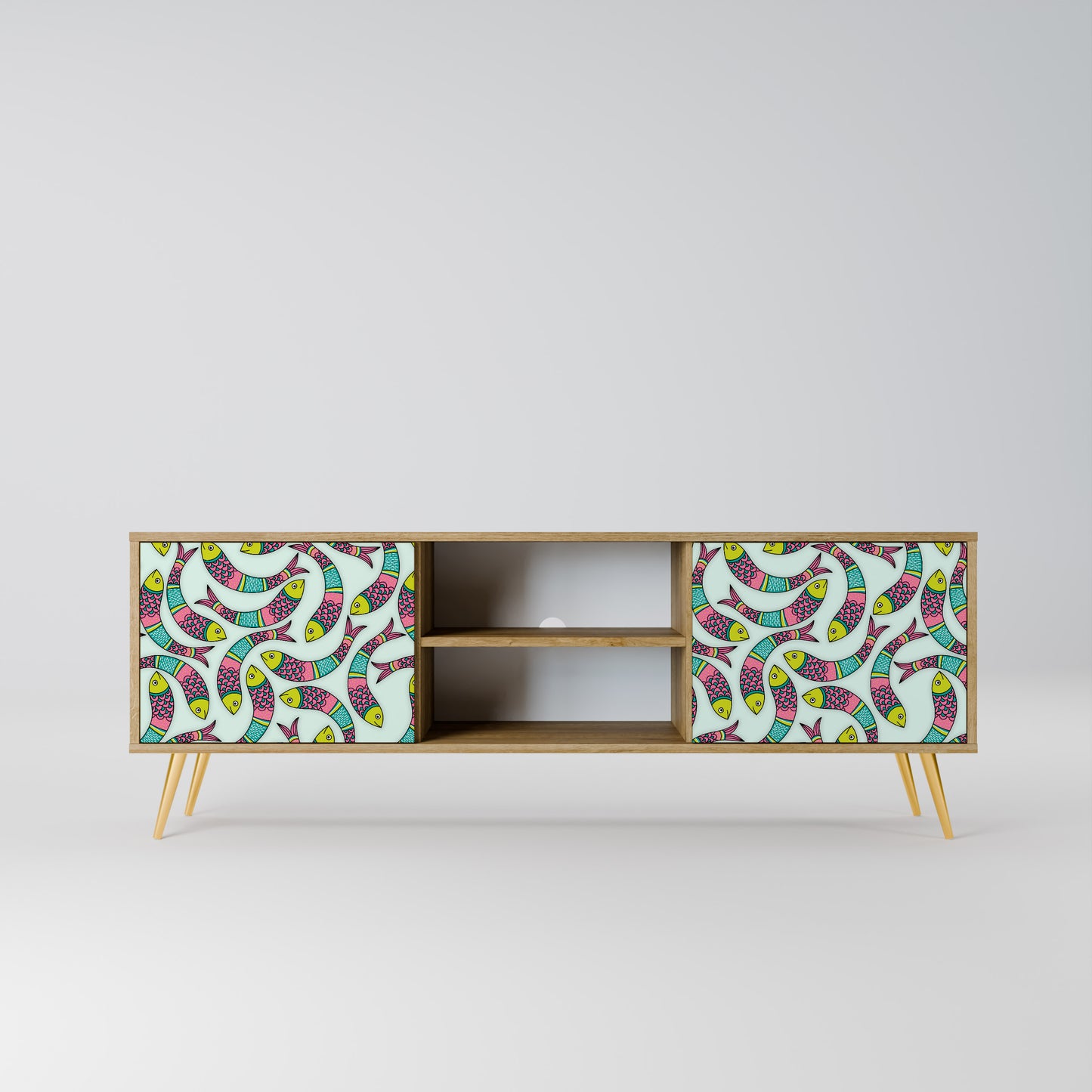 INDIAN FISH 2-Door TV Stand in Oak Effect