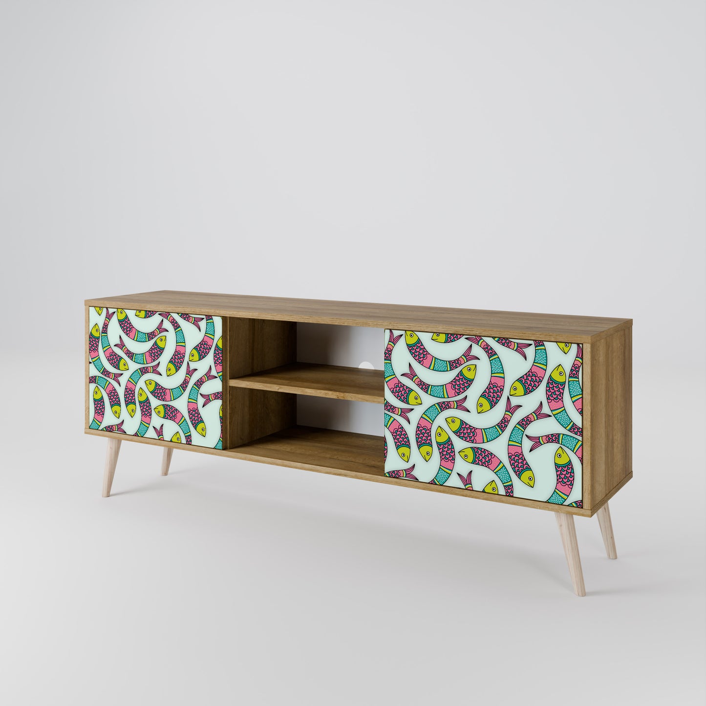 INDIAN FISH 2-Door TV Stand in Oak Effect