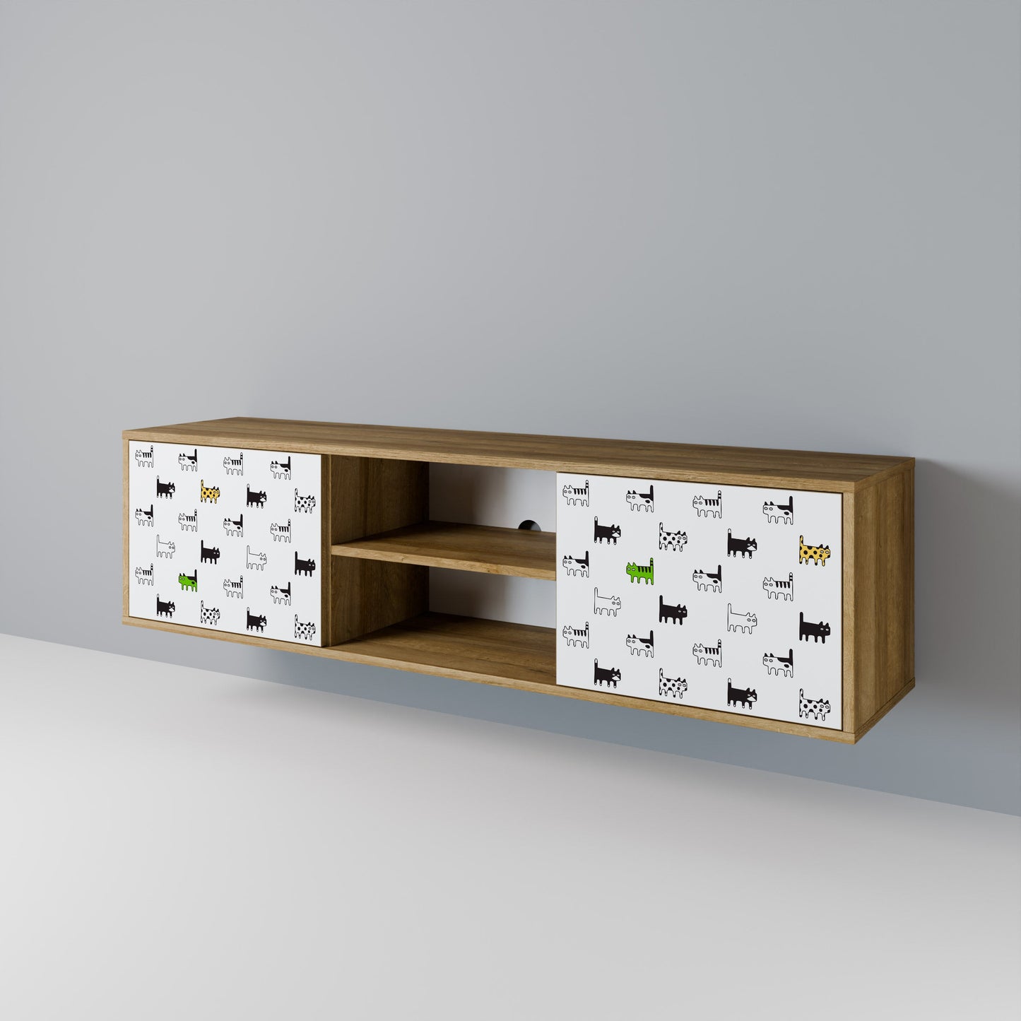 CATS COMPILATION 2-Door TV Stand in Oak Effect