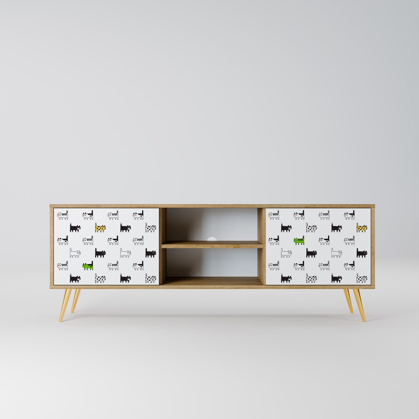 CATS COMPILATION 2-Door TV Stand in Oak Effect