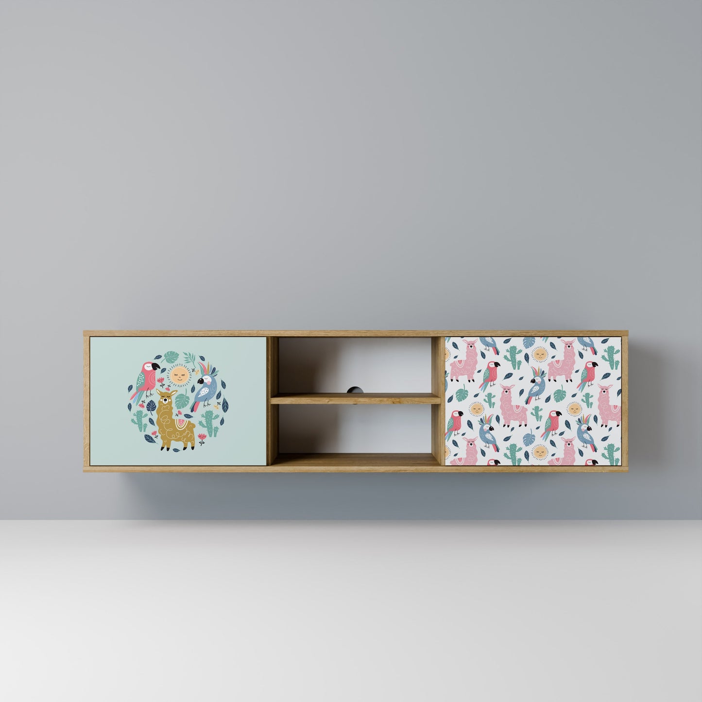 COLORFUL ALPACAS 2-Door TV Stand in Oak Effect