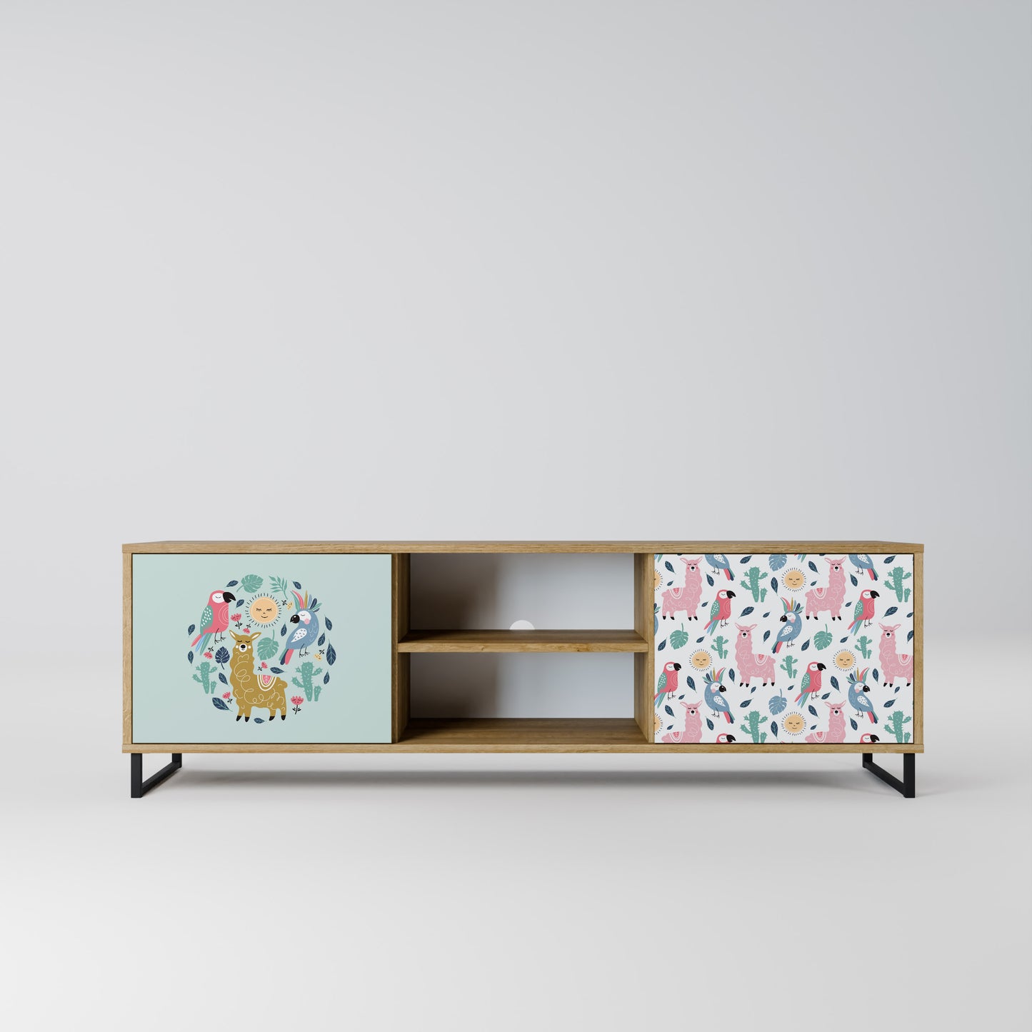 COLORFUL ALPACAS 2-Door TV Stand in Oak Effect