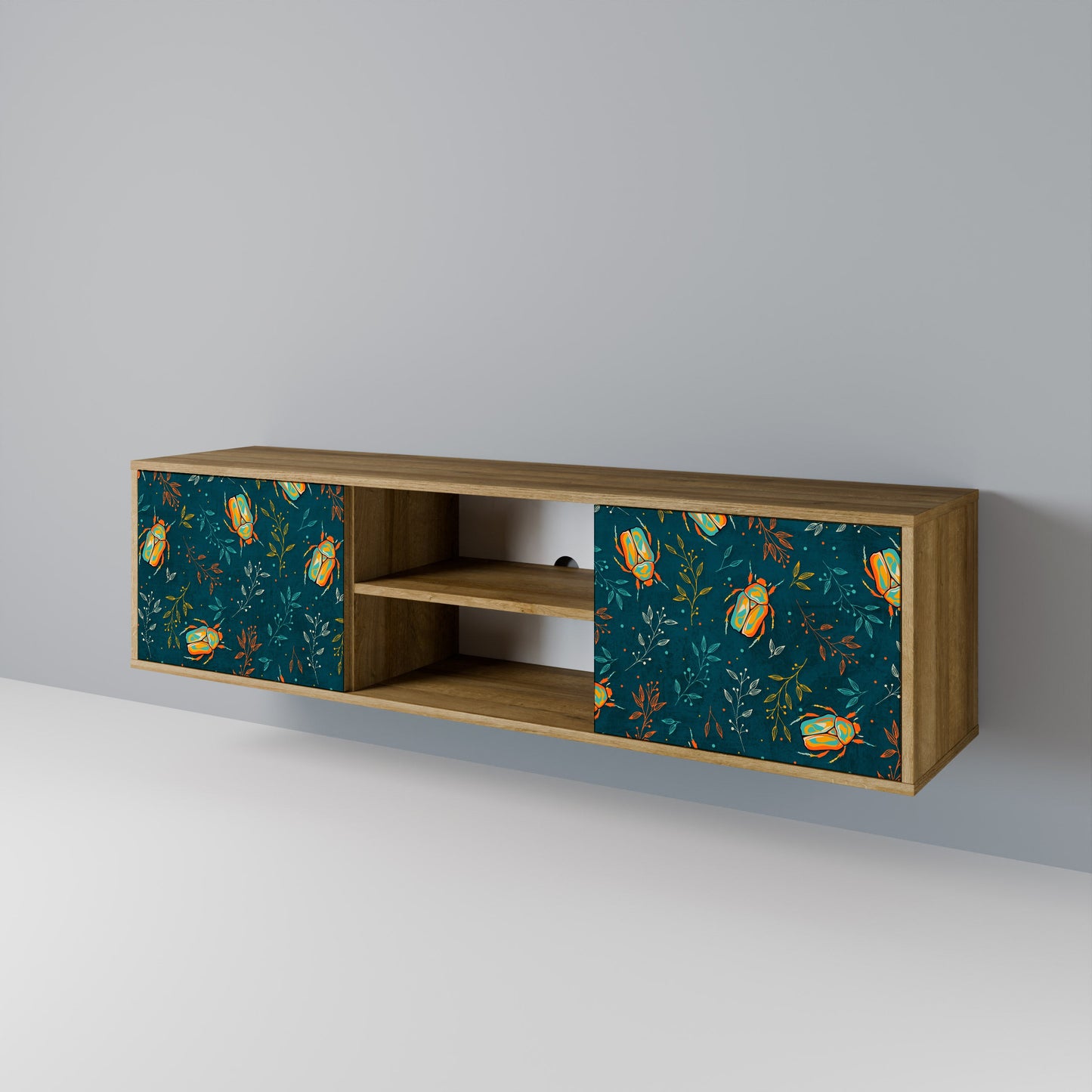 AUTUMN INSECTS 2-Door TV Stand in Oak Effect