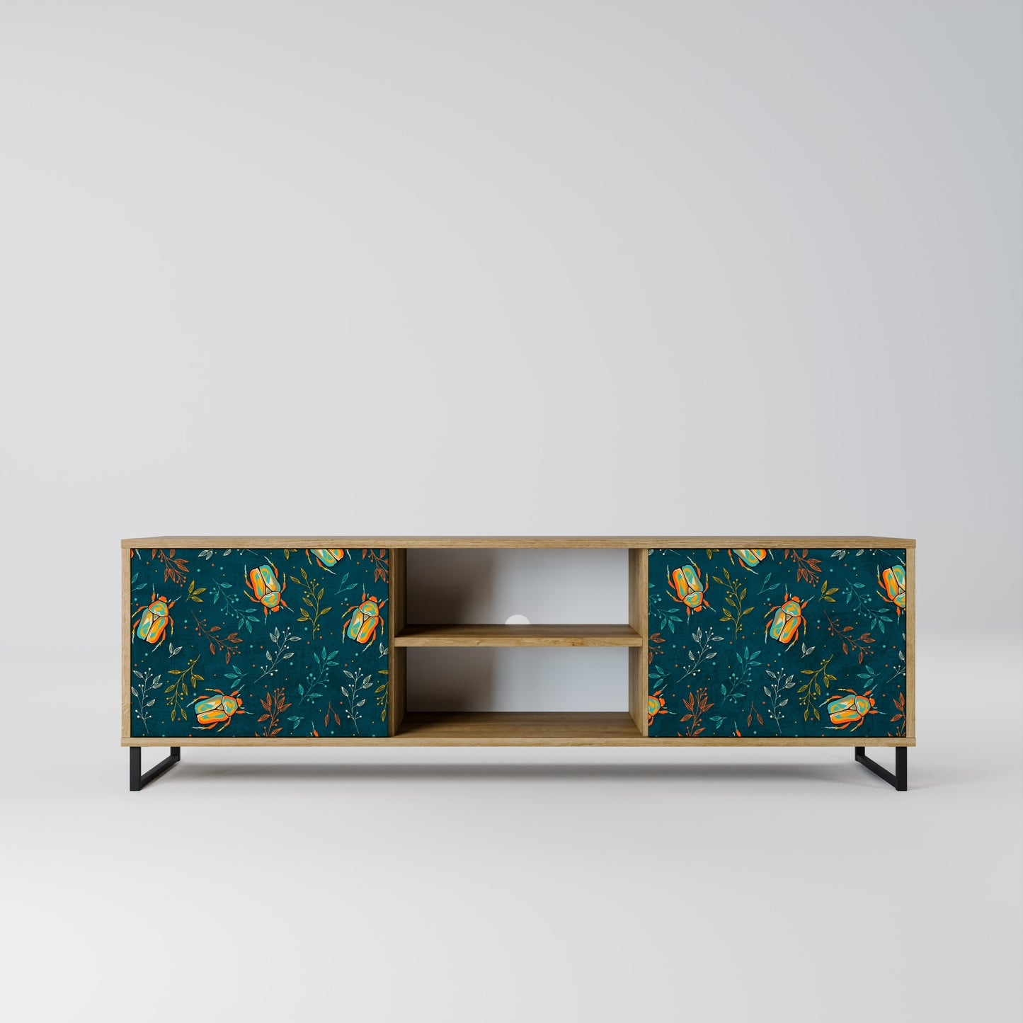 AUTUMN INSECTS 2-Door TV Stand in Oak Effect