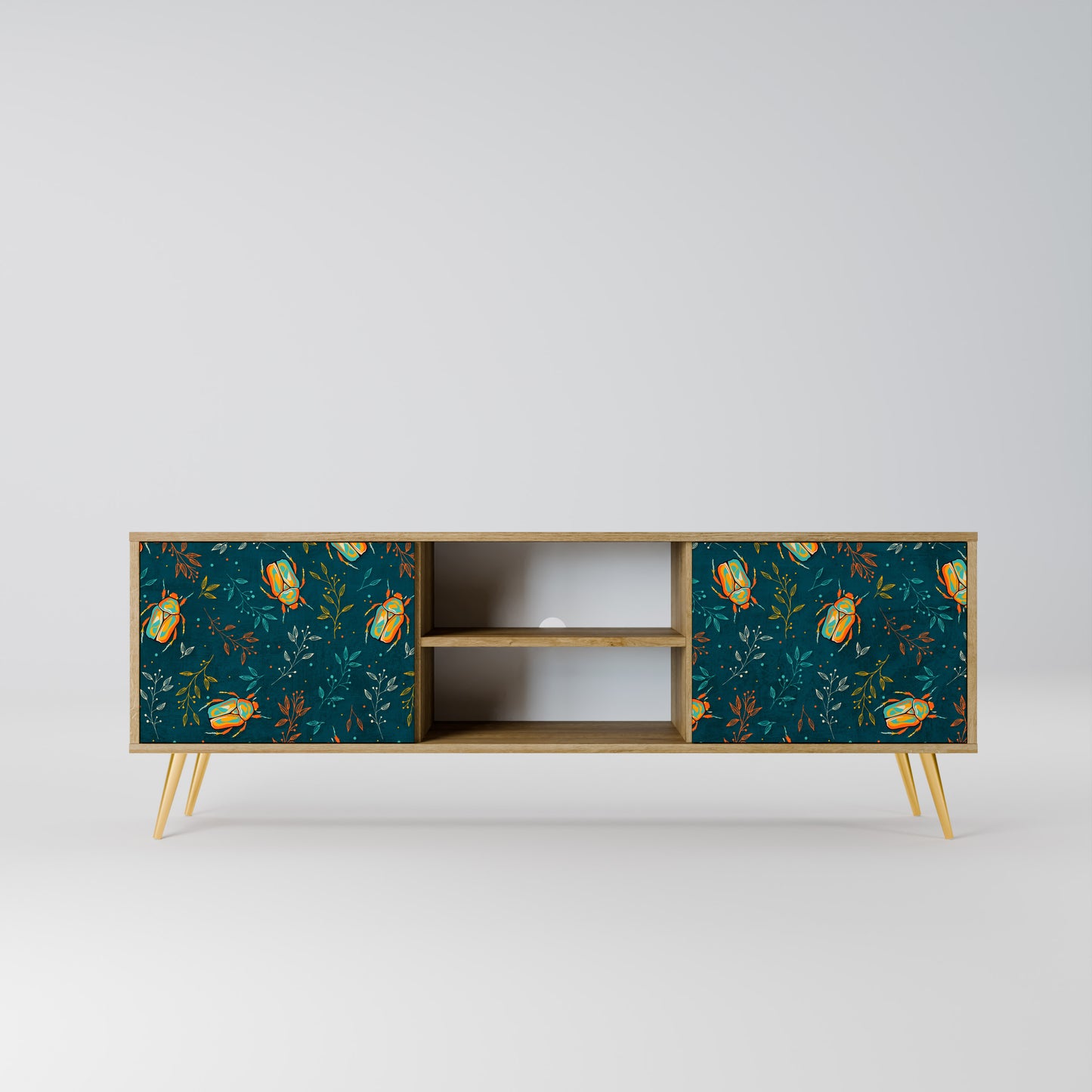 AUTUMN INSECTS 2-Door TV Stand in Oak Effect