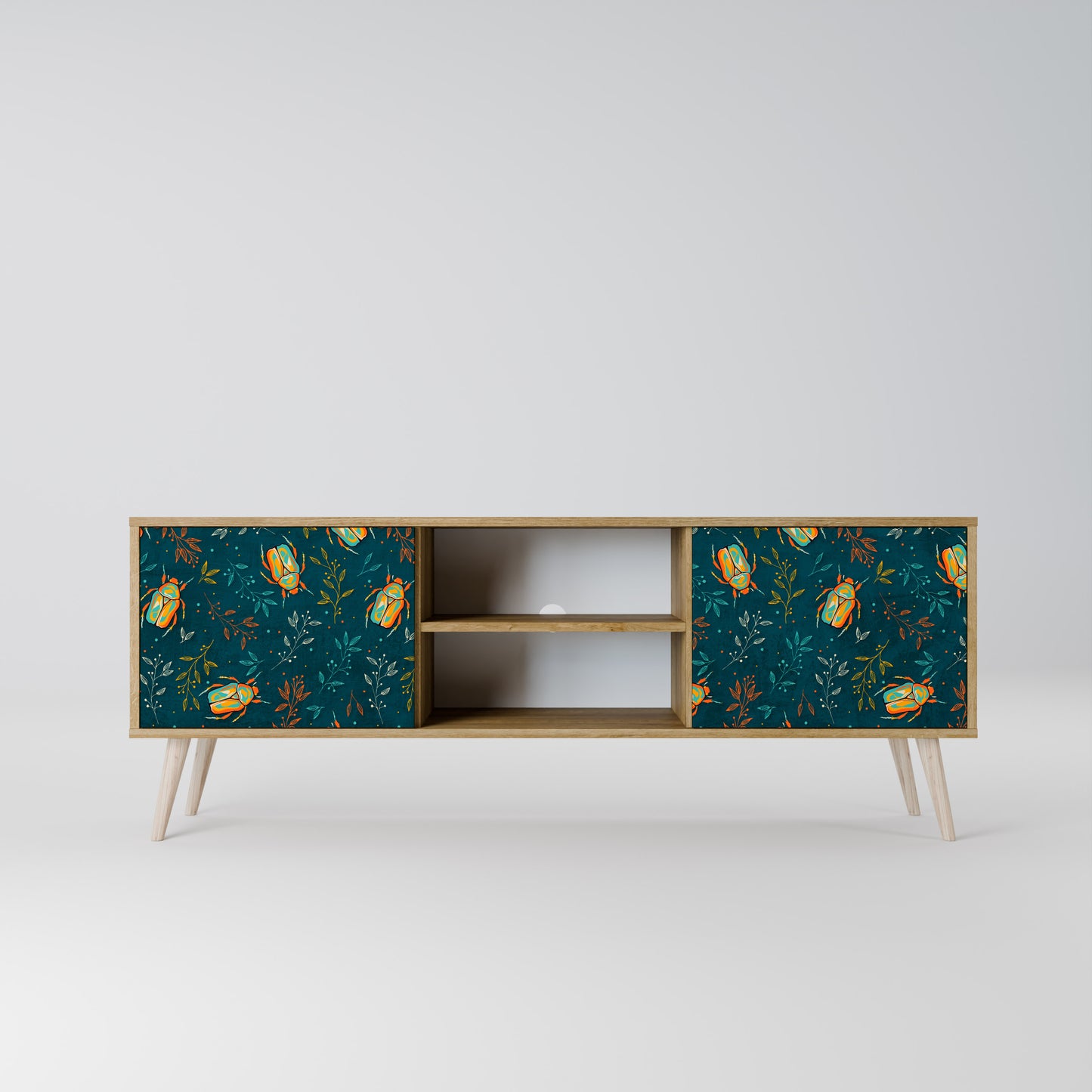 AUTUMN INSECTS 2-Door TV Stand in Oak Effect