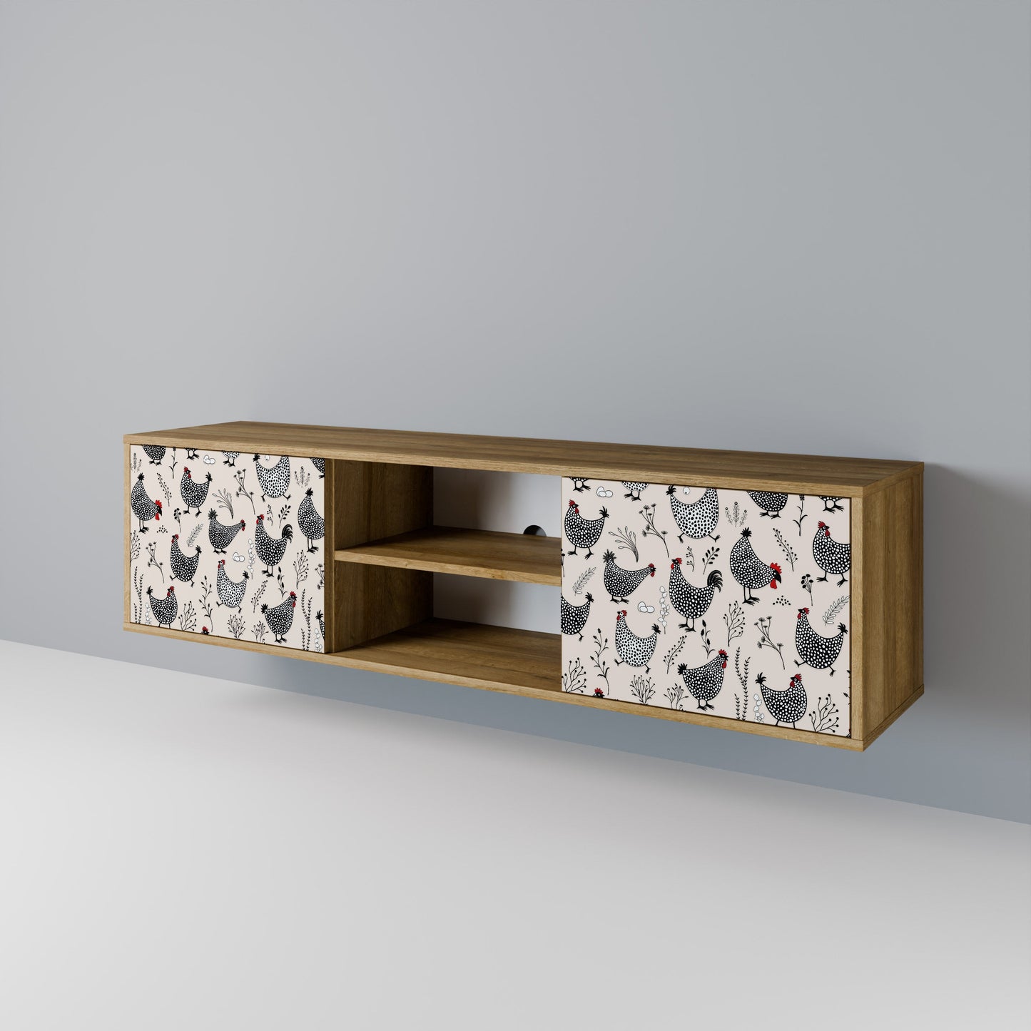 HAPPY HENS 2-Door TV Stand in Oak Effect