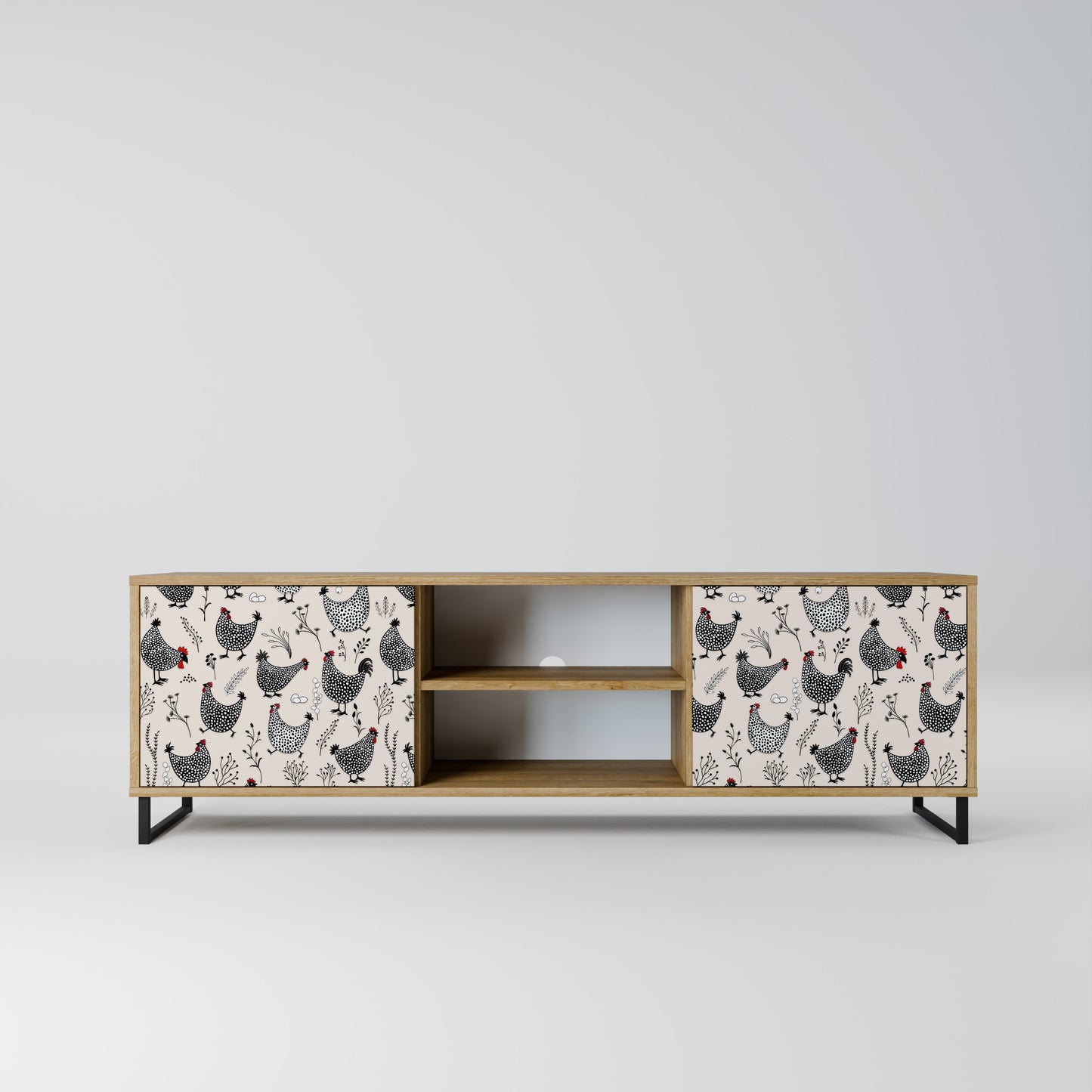 HAPPY HENS 2-Door TV Stand in Oak Effect