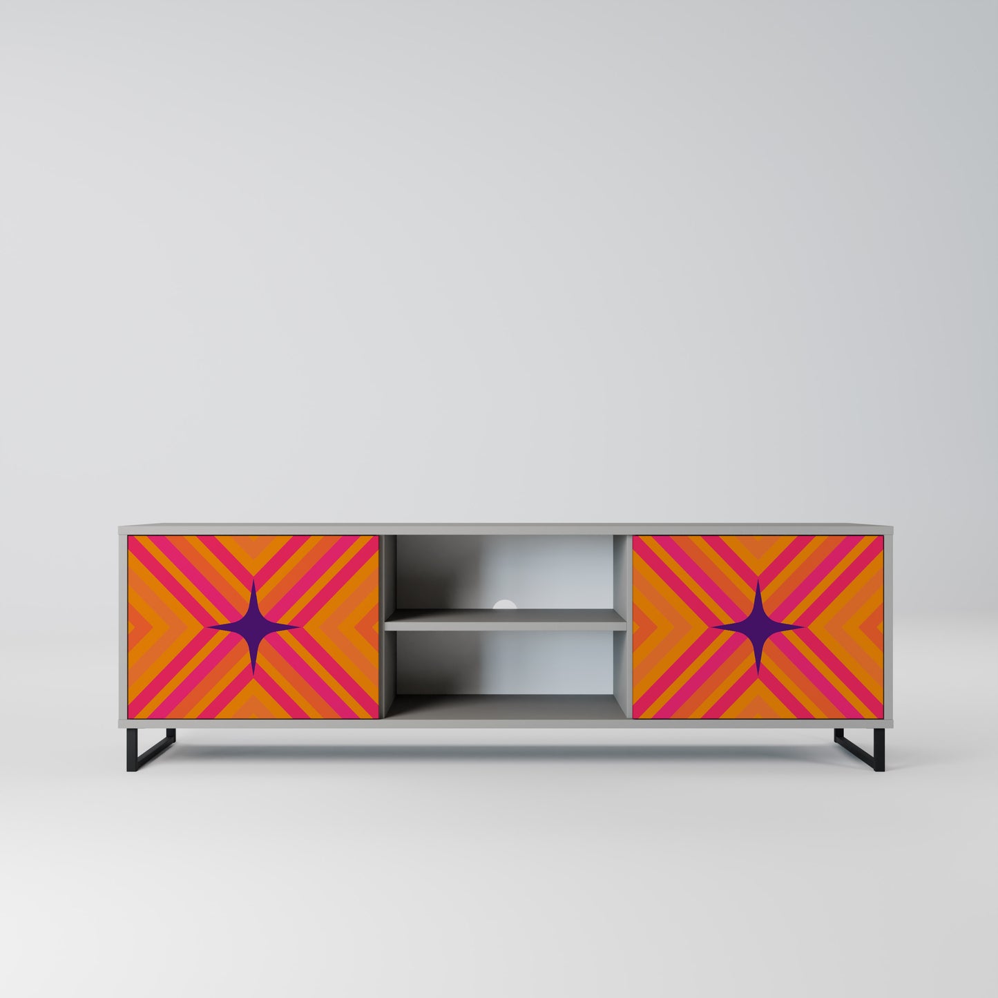 GEOMETRIC BRILLIANCE 2-dörrars TV-bänk i grå finish